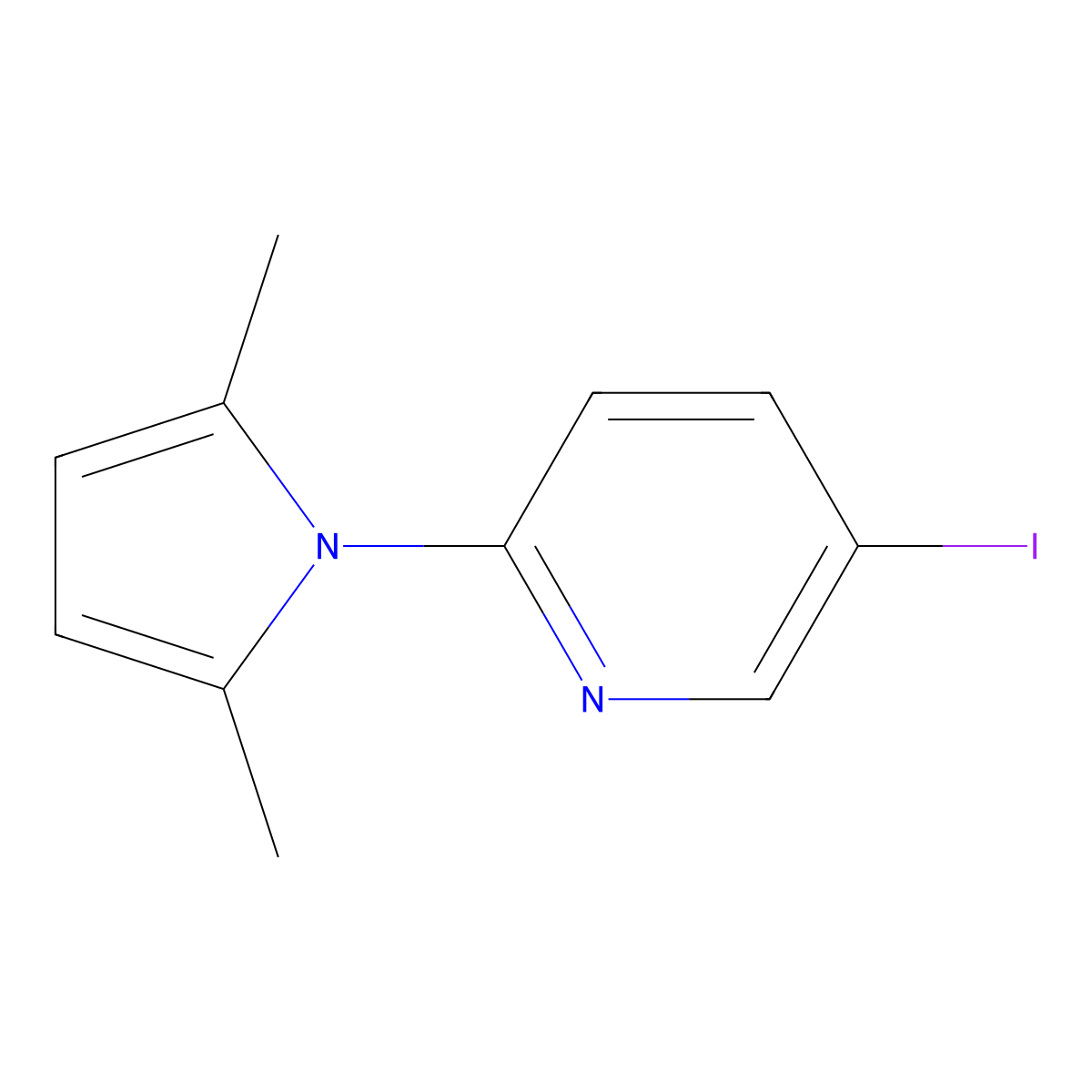 2-(2,5-dimethyl-1H-pyrrol-1-yl)-5-iodopyridine molecular structure, CAS 477889-91-1