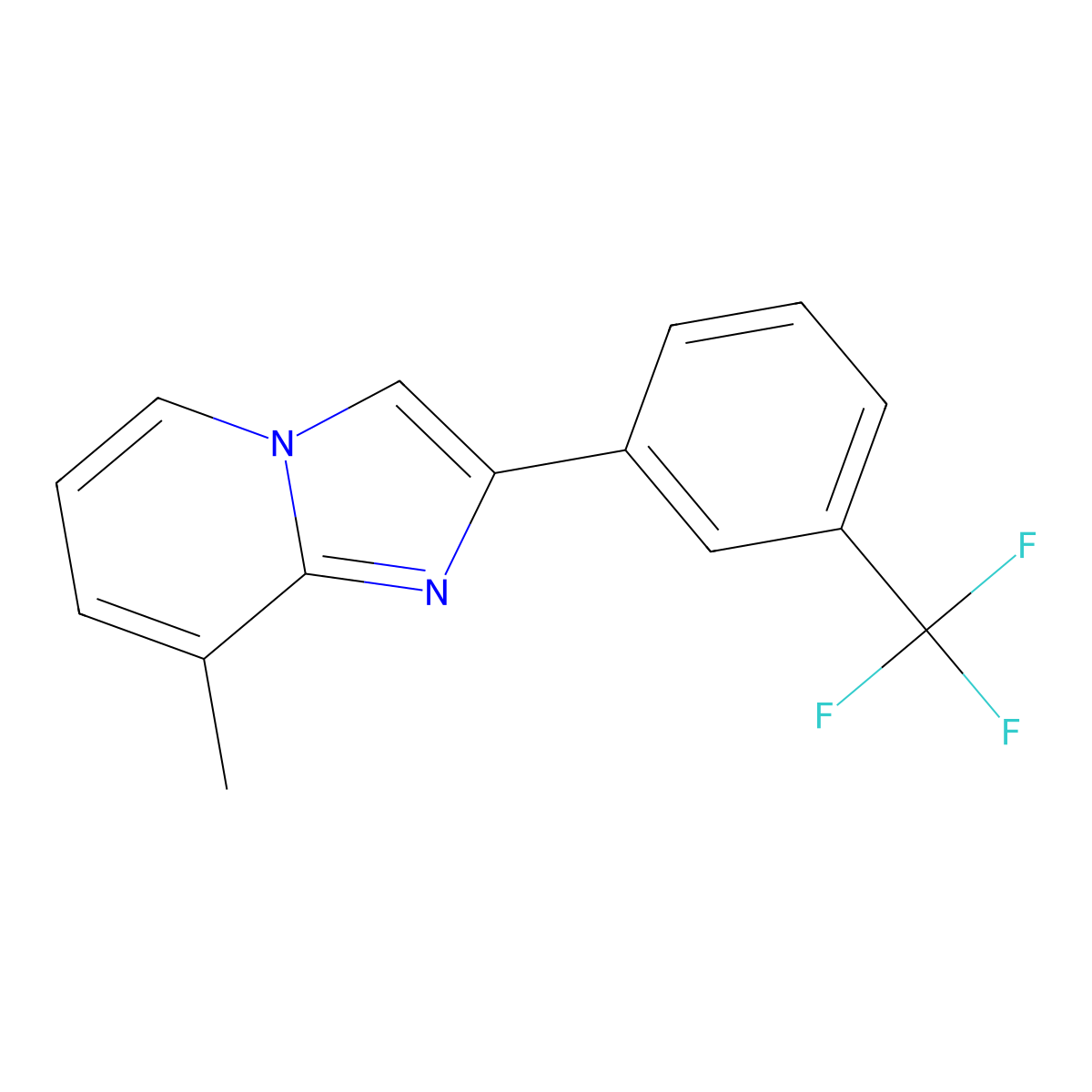 8-Methyl-2-[3-(trifluoromethyl)phenyl]imidazo[1,2-a]pyridine molecular structure, CAS 477889-93-3