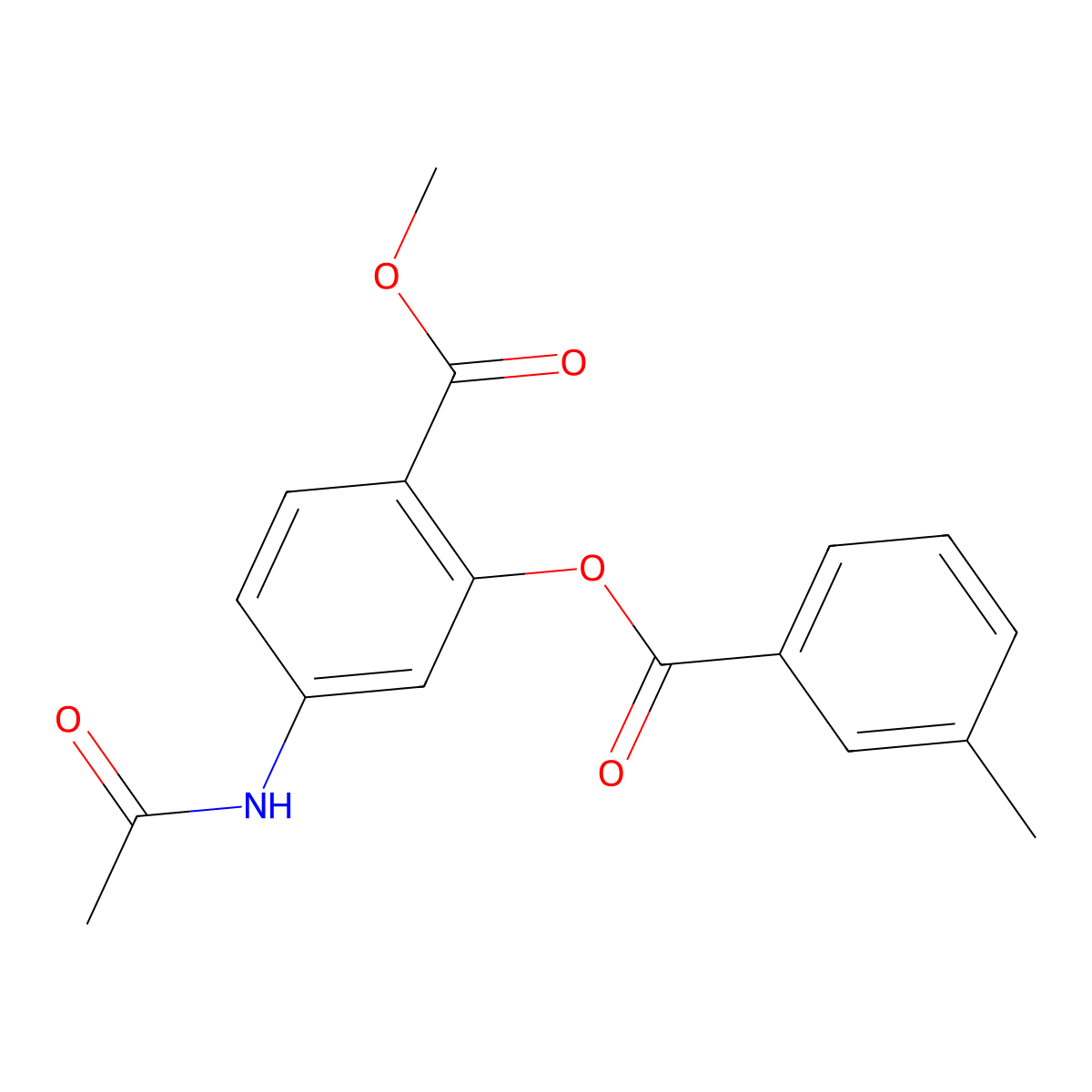 Methyl 4-(acetylamino)-2-[(3-methylbenzoyl)oxy]benzenecarboxylate molecular structure, CAS 477889-94-4