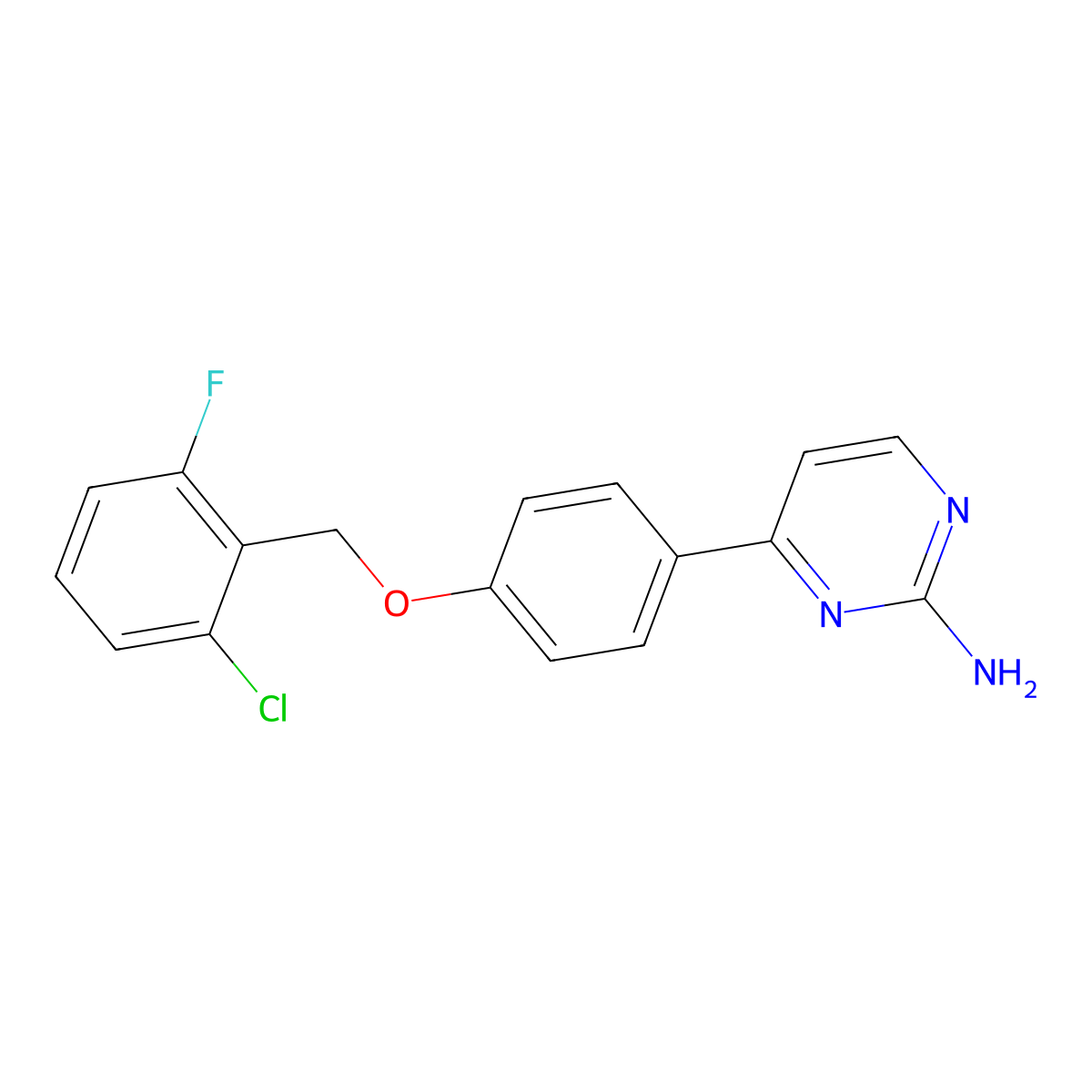 4-{4-[(2-Chloro-6-fluorobenzyl)oxy]phenyl}-2-pyrimidinamine molecular structure, CAS 477890-04-3