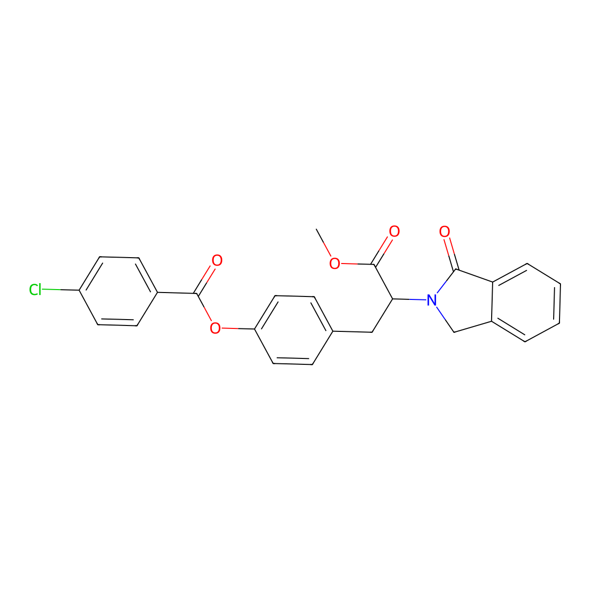 4-[3-methoxy-3-oxo-2-(1-oxo-1,3-dihydro-2H-isoindol-2-yl)propyl]phenyl 4-chlorobenzenecarboxylate molecular structure, CAS 477890-05-4