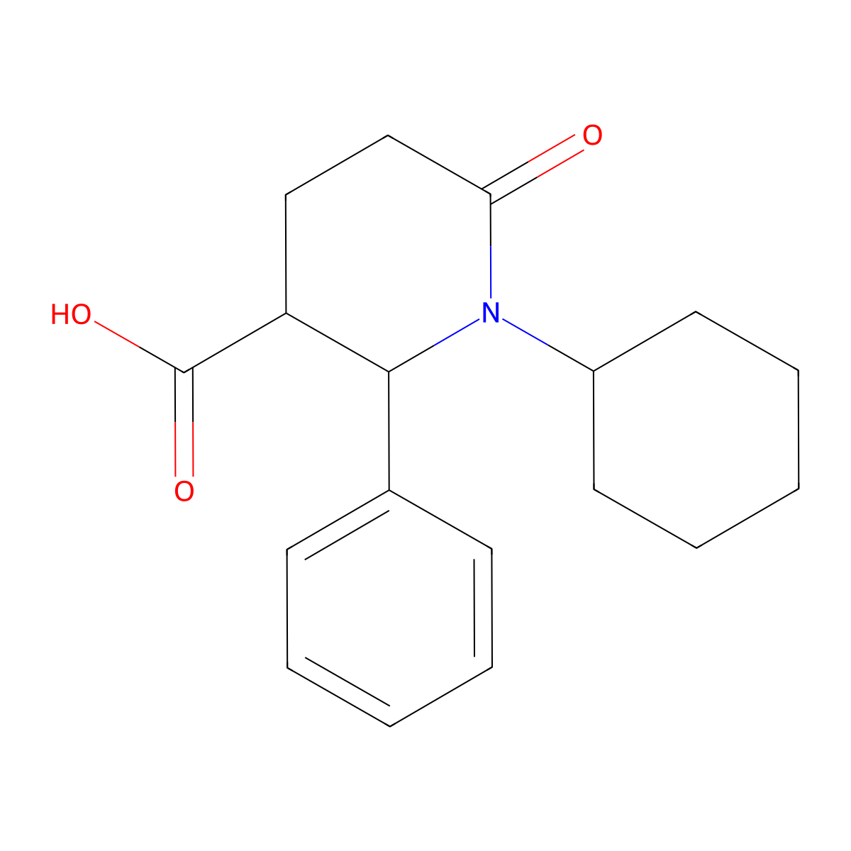 1-Cyclohexyl-6-oxo-2-phenylpiperidine-3-carboxylic acid molecular structure, CAS 477890-12-3