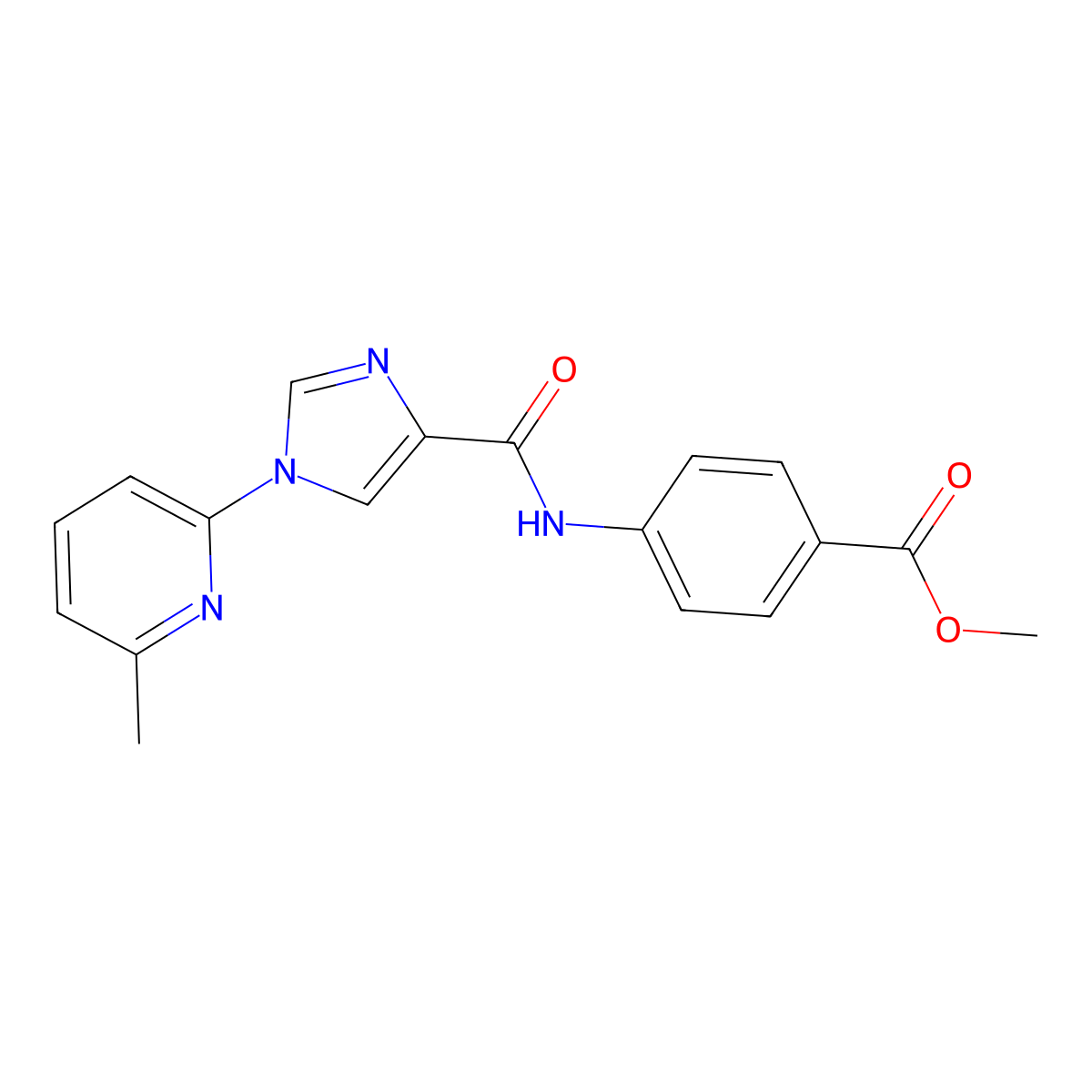 methyl 4-({[1-(6-methyl-2-pyridinyl)-1H-imidazol-4-yl]carbonyl}amino)benzenecarboxylate molecular structure, CAS 477890-17-8