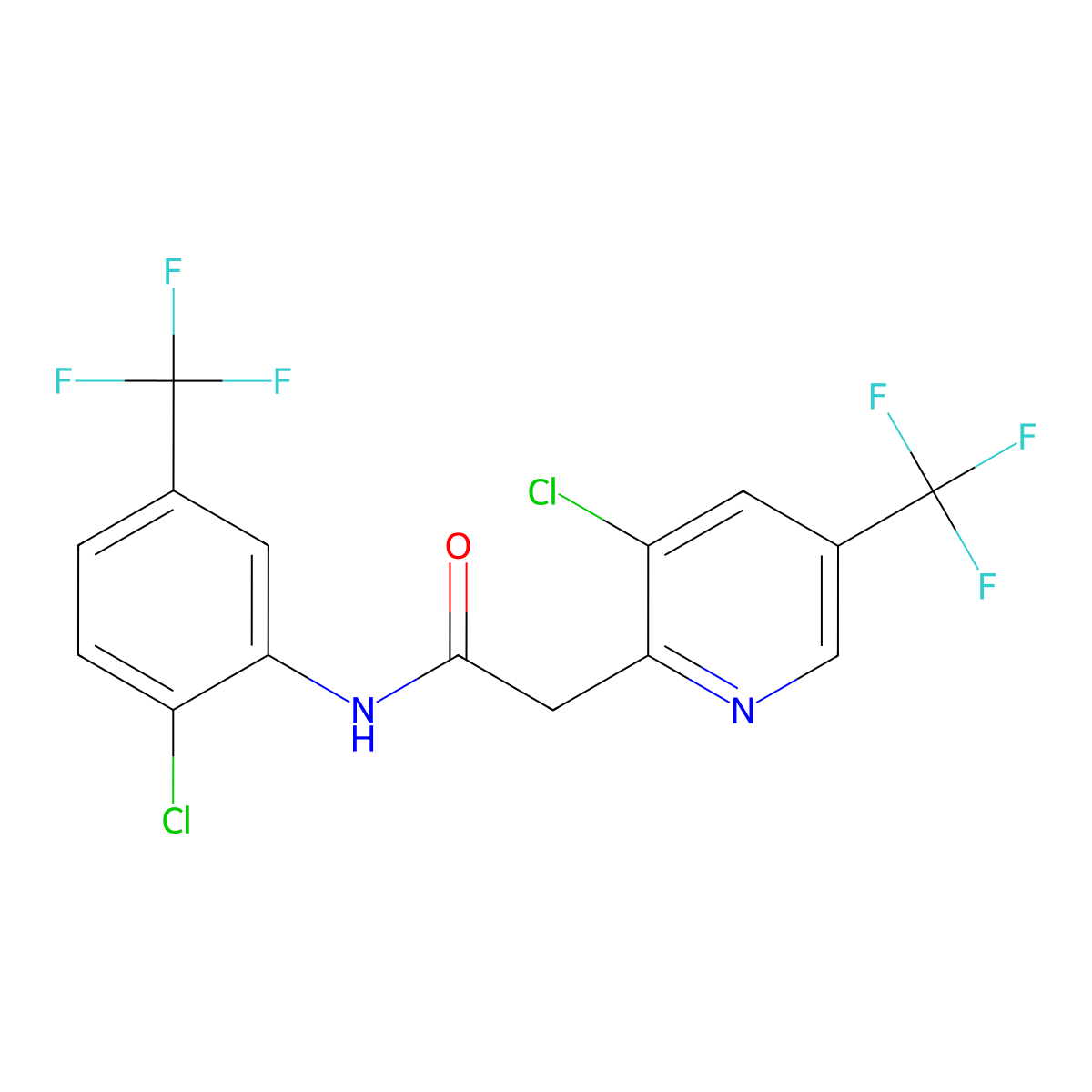 N-[2-chloro-5-(trifluoromethyl)phenyl]-2-[3-chloro-5-(trifluoromethyl)pyridin-2-yl]acetamide molecular structure, CAS 477890-21-4