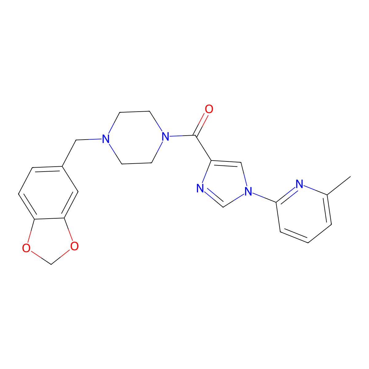 [4-(1,3-benzodioxol-5-ylmethyl)piperazino][1-(6-methyl-2-pyridinyl)-1H-imidazol-4-yl]methanone molecular structure, CAS 477890-24-7