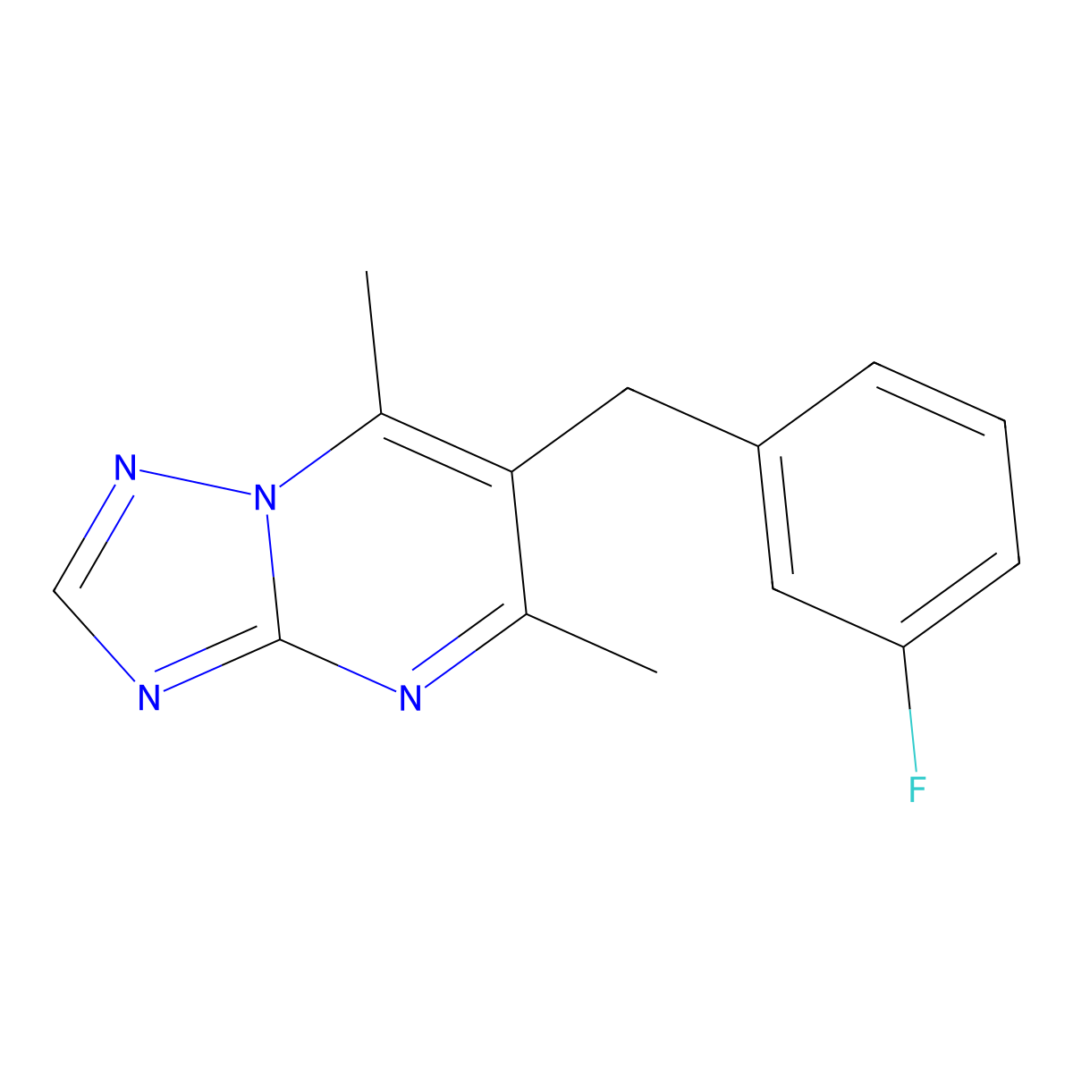 6-[(3-Fluorophenyl)methyl]-5,7-dimethyl-[1,2,4]triazolo[1,5-a]pyrimidine molecular structure, CAS 477890-34-9