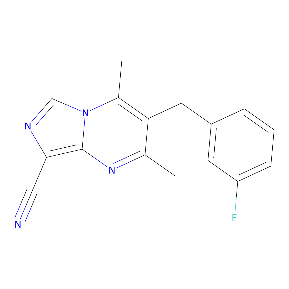 3-(3-Fluorobenzyl)-2,4-dimethylimidazo[1,5-a]pyrimidine-8-carbonitrile molecular structure, CAS 477890-40-7