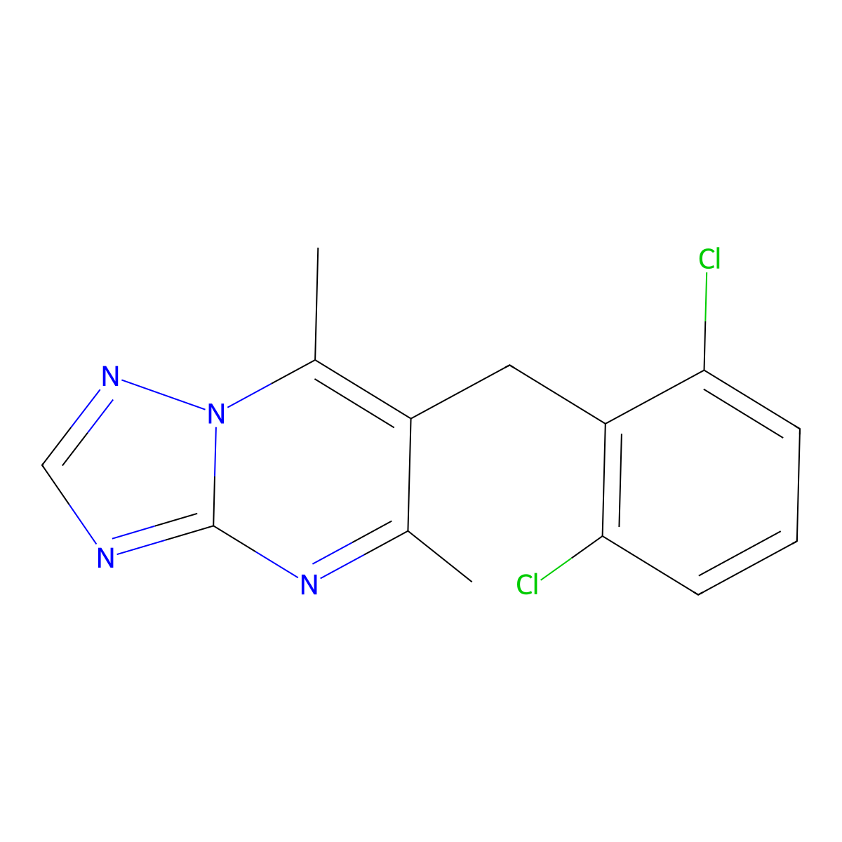 6-(2,6-Dichlorobenzyl)-5,7-dimethyl[1,2,4]triazolo[1,5-a]pyrimidine molecular structure, CAS 477890-41-8
