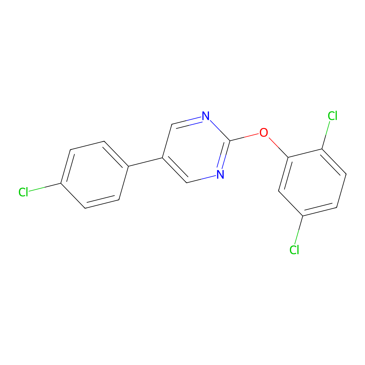 5-(4-Chlorophenyl)-2-(2,5-dichlorophenoxy)pyrimidine molecular structure, CAS 477890-46-3