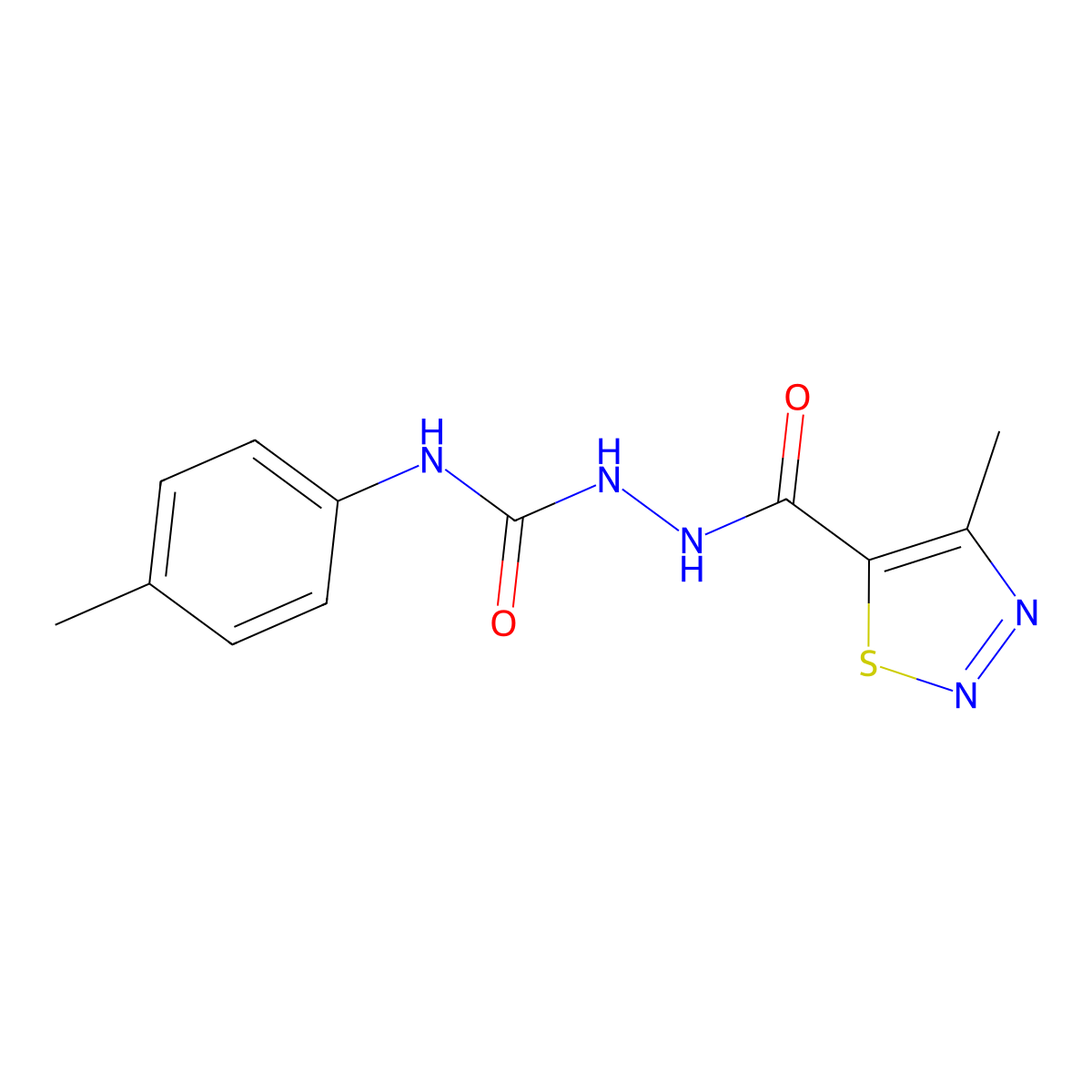 N-(4-methylphenyl)-2-[(4-methyl-1,2,3-thiadiazol-5-yl)carbonyl]-1-hydrazinecarboxamide molecular structure, CAS 477890-47-4