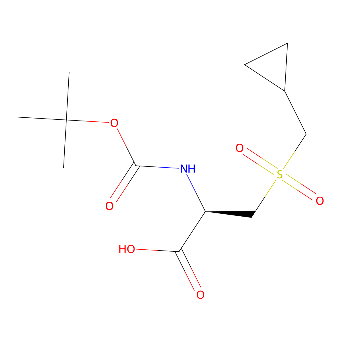 (2R)-2-{[(tert-butoxy)carbonyl]amino}-3-cyclopropylmethanesulfonylpropanoic acid molecular structure, CAS 477940-28-6