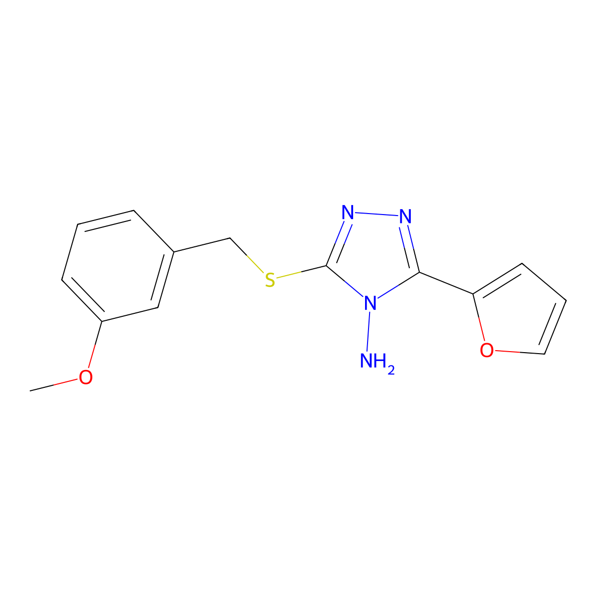 3-(2-Furyl)-5-[(3-methoxyphenyl)methylthio]-1,2,4-triazole-4-ylamine molecular structure, CAS 477978-00-0