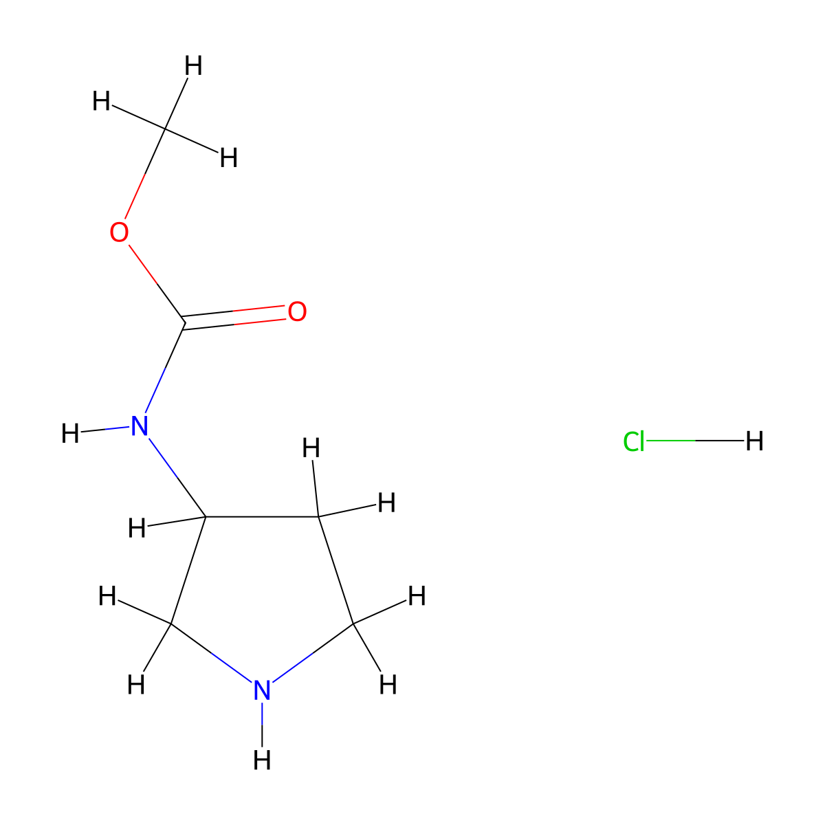 methyl N-(pyrrolidin-3-yl)carbamate hydrochloride molecular structure, CAS 477981-66-1