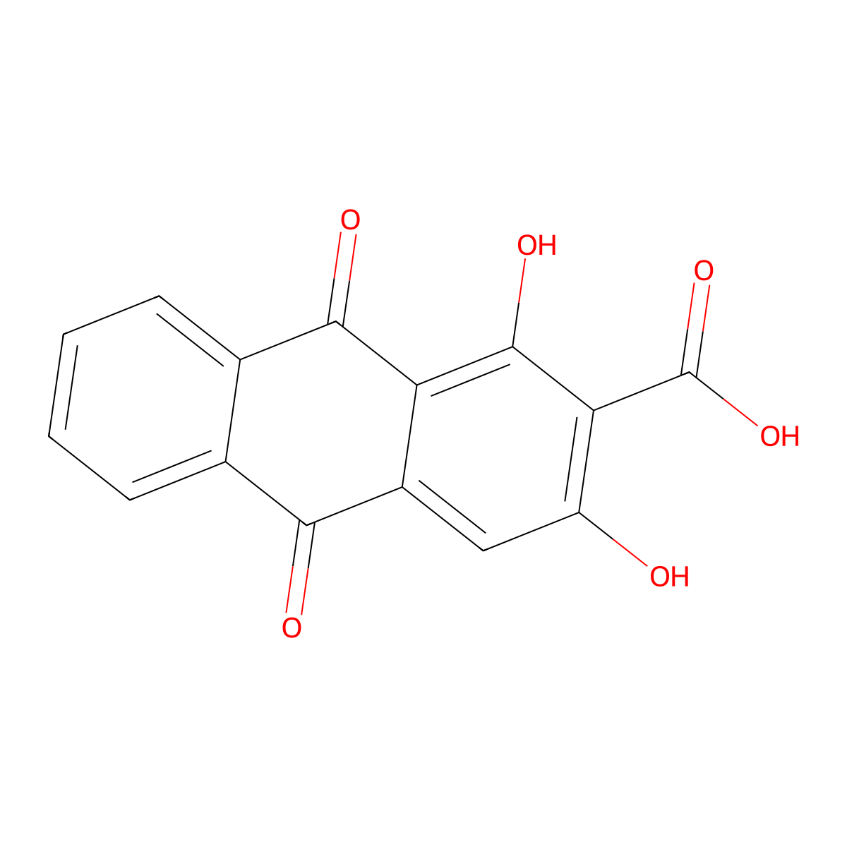 Munjistin molecular structure, CAS 478-06-8