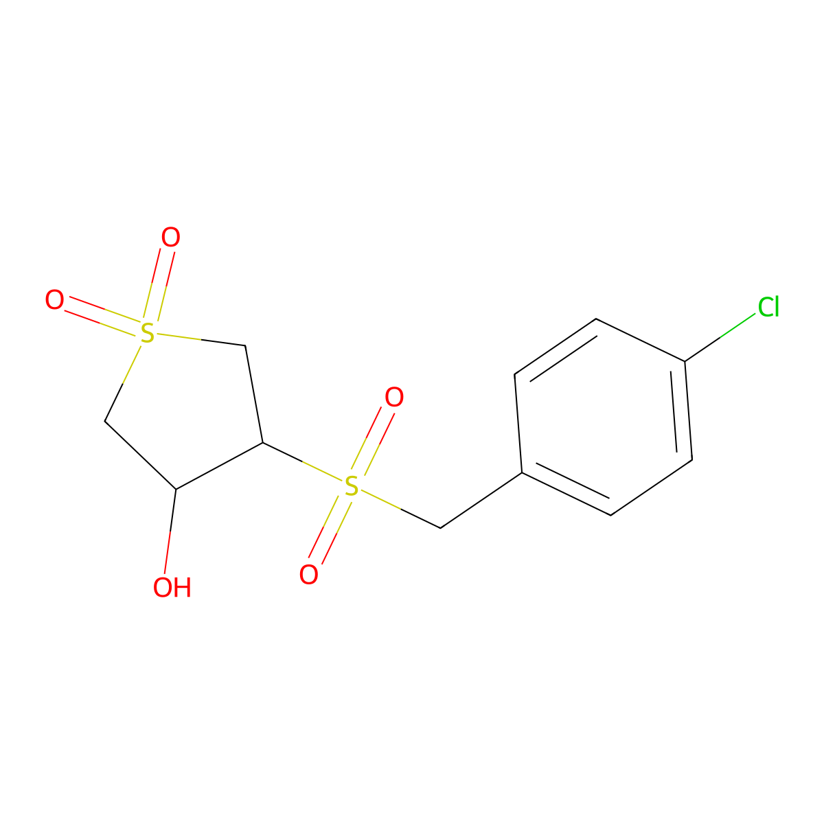 4-[(4-Chlorophenyl)methylsulfonyl]-1,1-dioxothiolan-3-ol molecular structure, CAS 4780-78-3