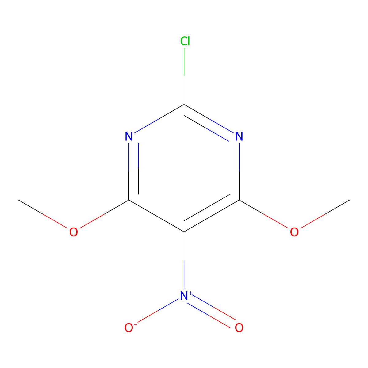 2-Chloro-4,6-dimethoxy-5-nitropyrimidine molecular structure, CAS 478010-54-7