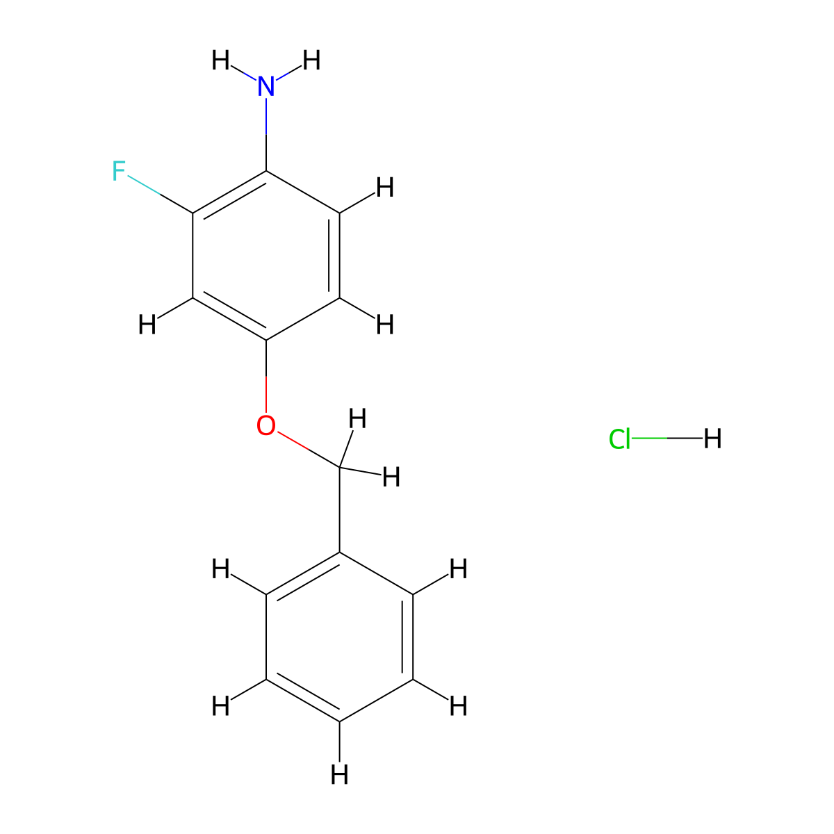 4-Benzyloxy-2-fluoroaniline hydrochloride molecular structure, CAS 478014-34-5
