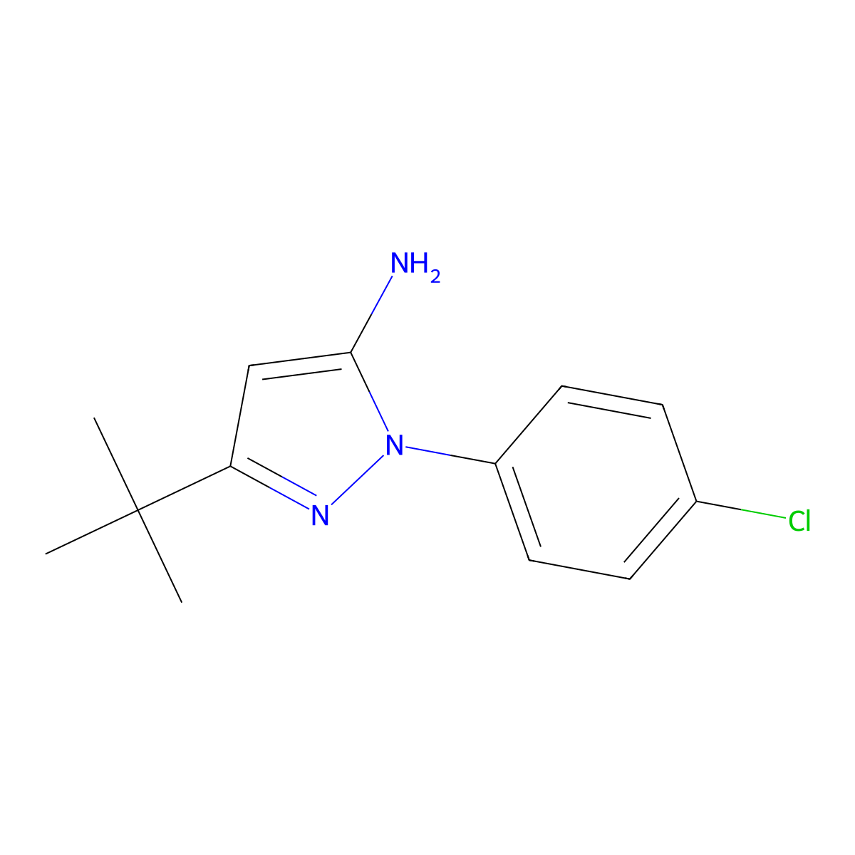 3-(tert-Butyl)-1-(4-chlorophenyl)-1H-pyrazol-5-amine molecular structure, CAS 478016-00-1