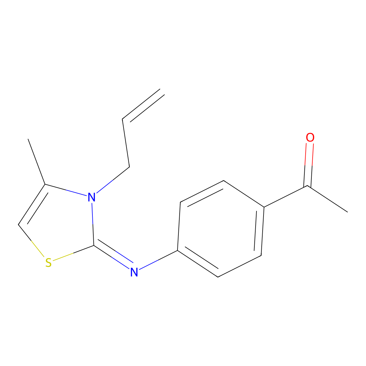1-(4-{[4-Methyl-3-(prop-2-en-1-yl)-2,3-dihydro-1,3-thiazol-2-ylidene]amino}phenyl)ethan-1-one molecular structure, CAS 478019-69-1