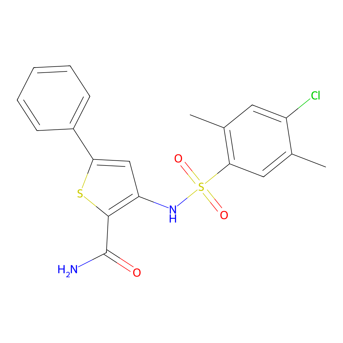 3-((4-Chloro-2,5-dimethylphenyl)sulfonamido)-5-phenylthiophene-2-carboxamide molecular structure, CAS 478028-52-3