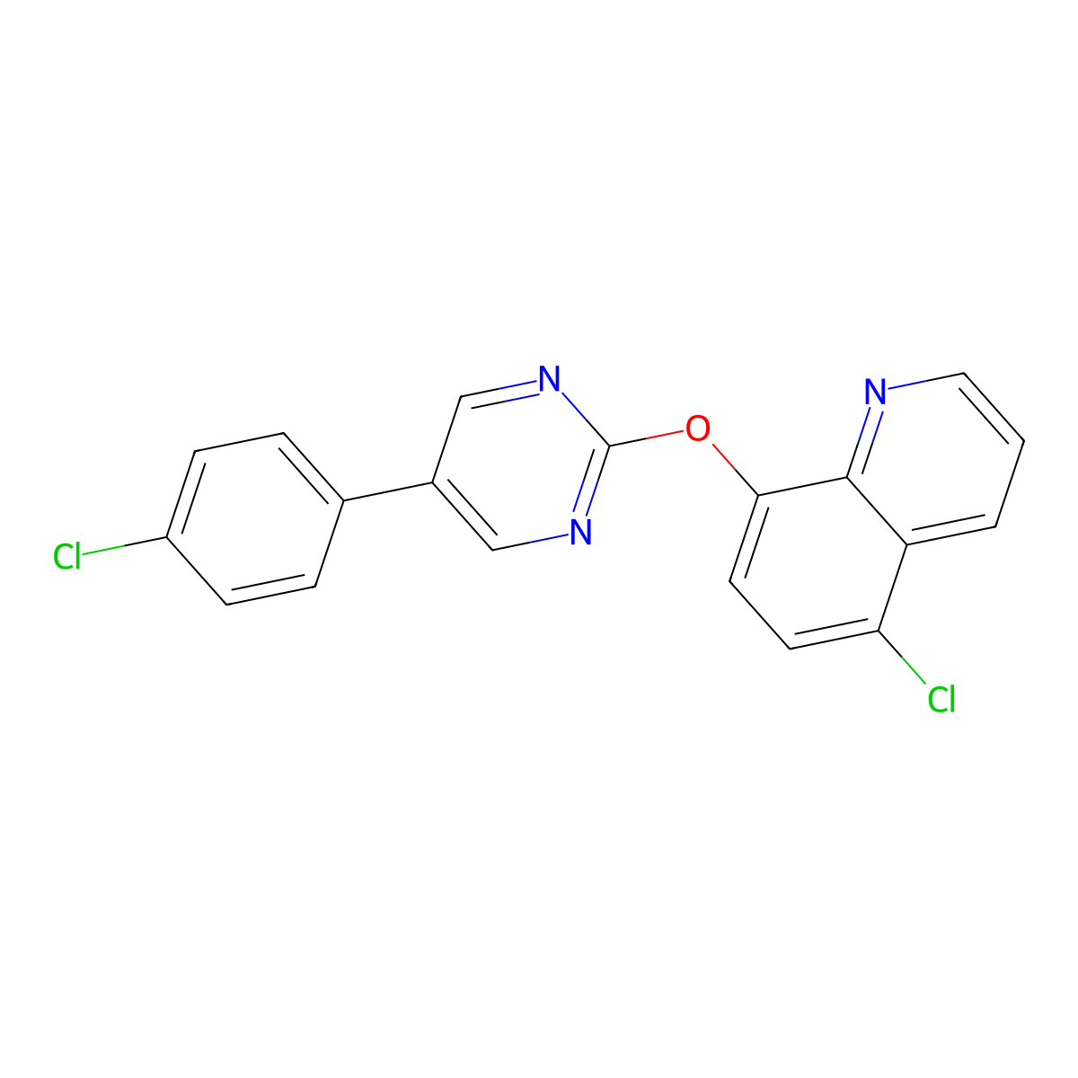 5-Chloro-8-{[5-(4-chlorophenyl)-2-pyrimidinyl]oxy}quinoline molecular structure, CAS 478029-24-2