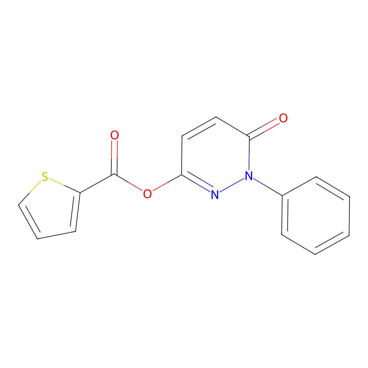 6-Oxo-1-phenyl-1,6-dihydro-3-pyridazinyl 2-thiophenecarboxylate molecular structure, CAS 478029-25-3