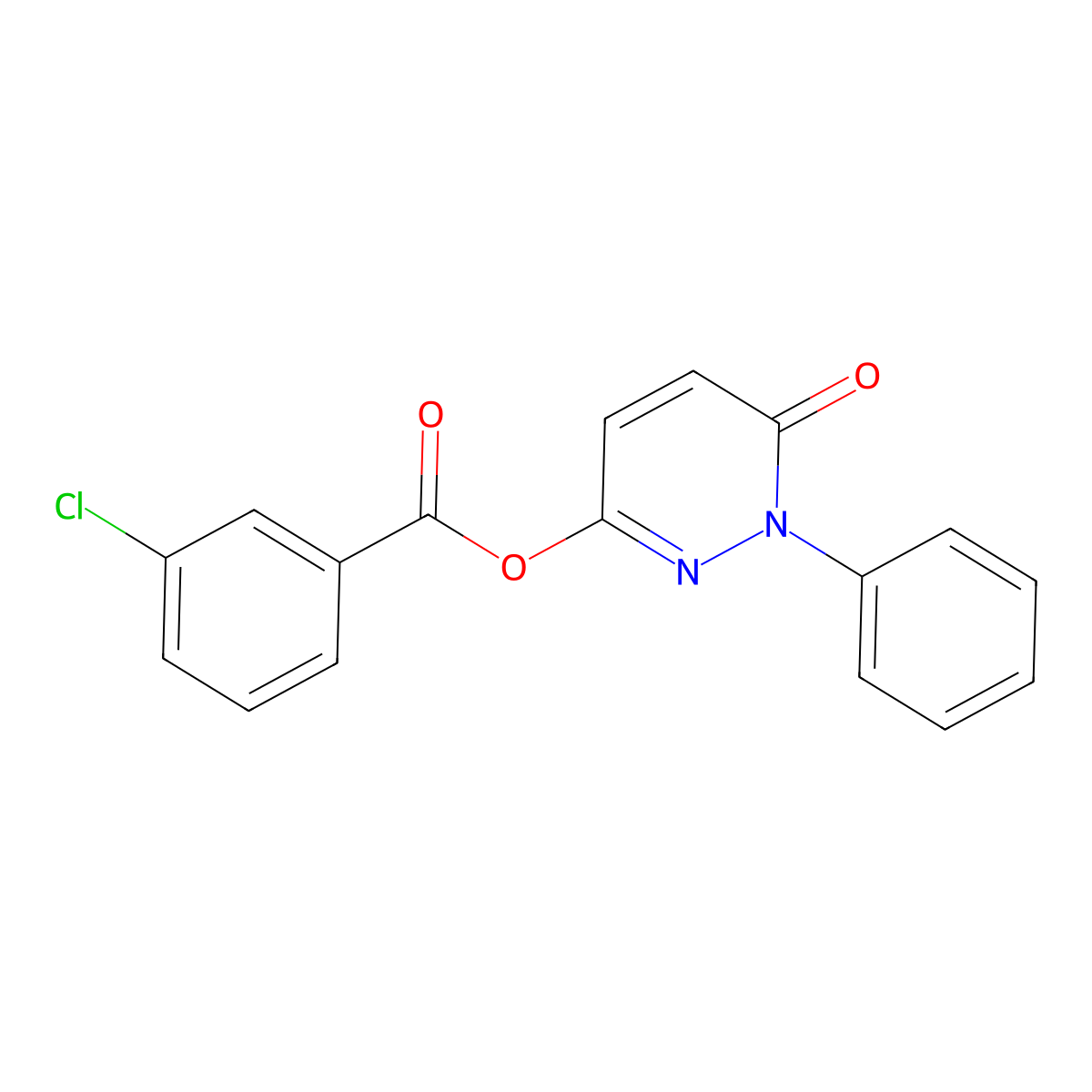 6-Oxo-1-phenyl-1,6-dihydro-3-pyridazinyl 3-chlorobenzenecarboxylate molecular structure, CAS 478029-26-4
