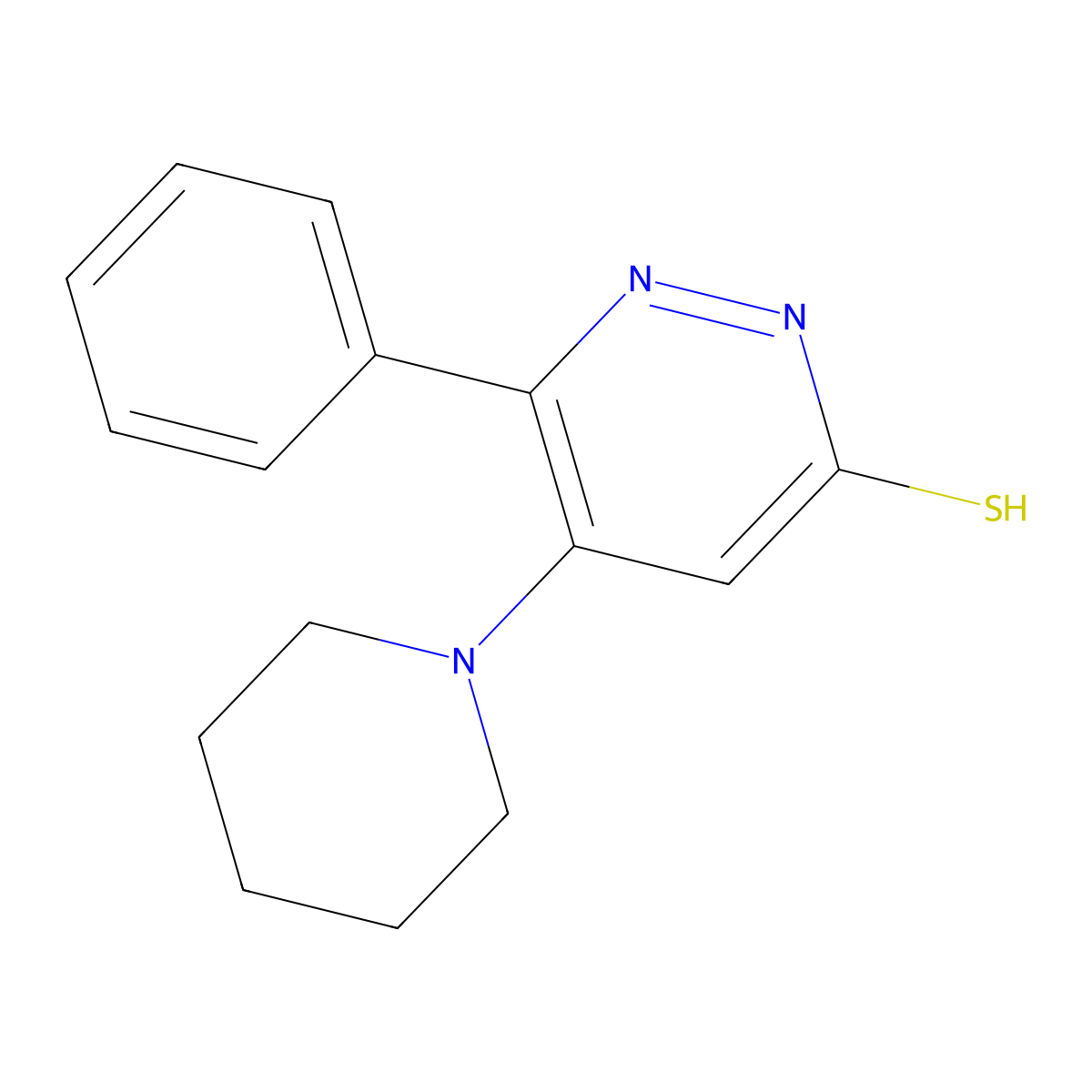 6-Phenyl-5-piperidino-3-pyridazinethiol molecular structure, CAS 478029-29-7