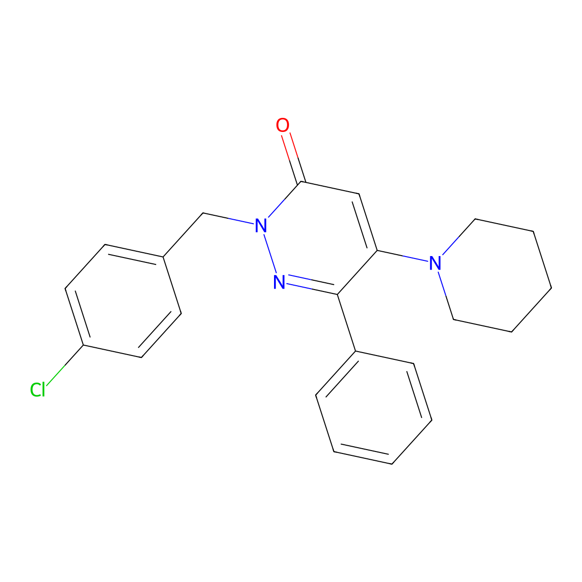2-[(4-Chlorophenyl)methyl]-6-phenyl-5-(1-piperidinyl)-3-pyridazinone molecular structure, CAS 478029-30-0