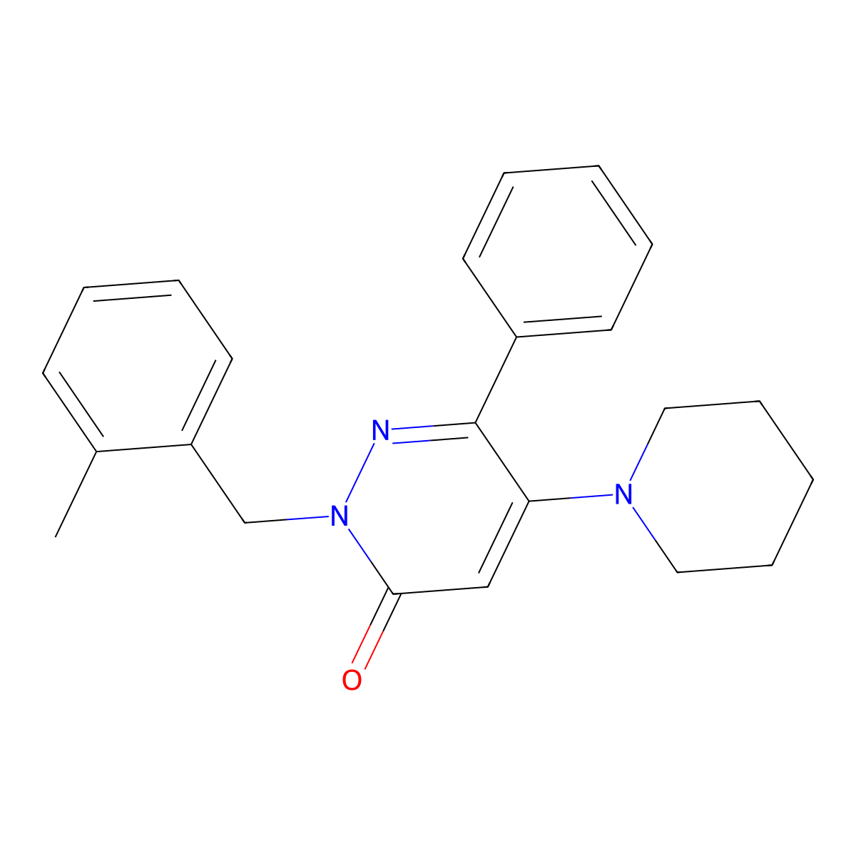 2-(2-methylbenzyl)-6-phenyl-5-piperidino-3(2H)-pyridazinone molecular structure, CAS 478029-31-1