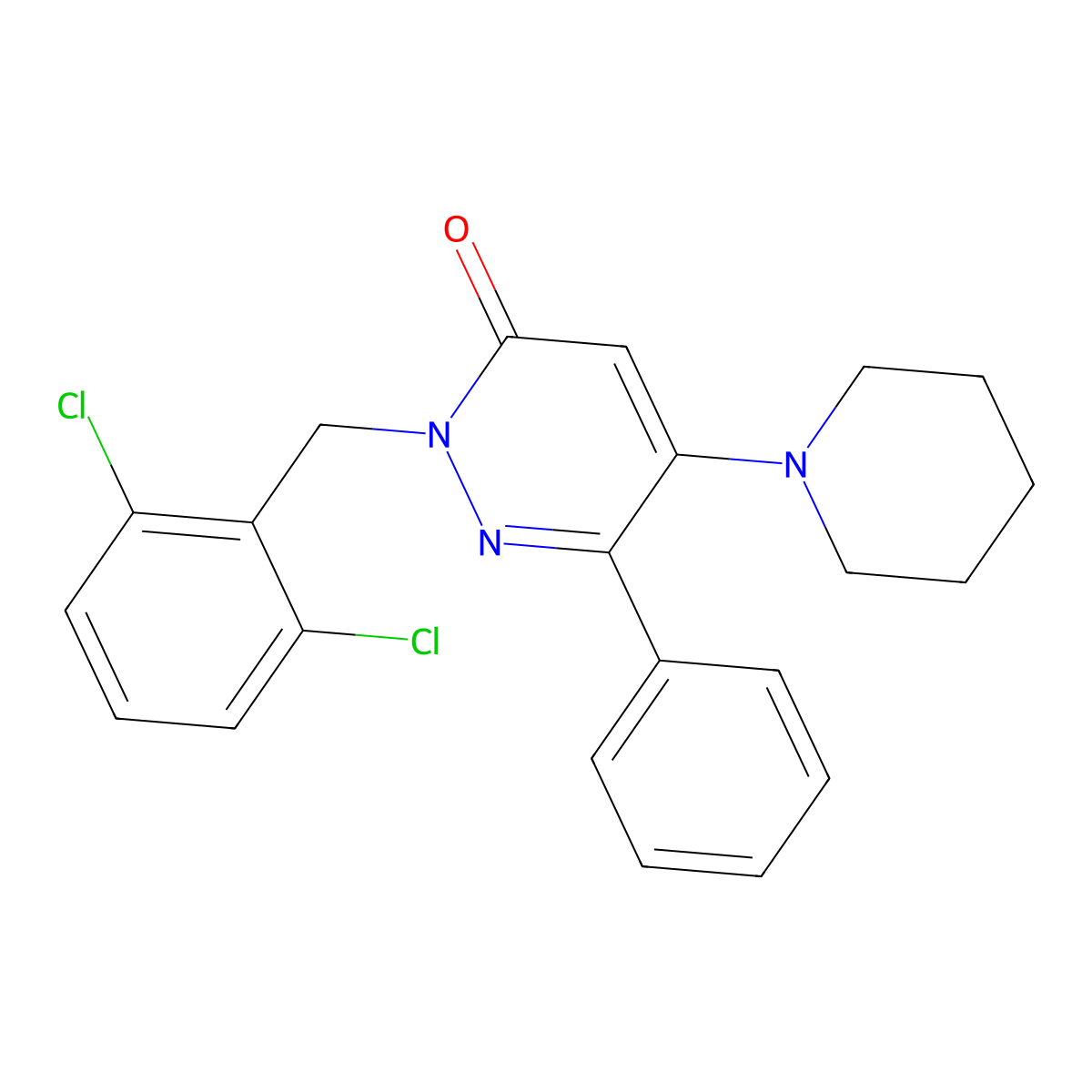 2-(2,6-dichlorobenzyl)-6-phenyl-5-piperidino-3(2H)-pyridazinone molecular structure, CAS 478029-32-2