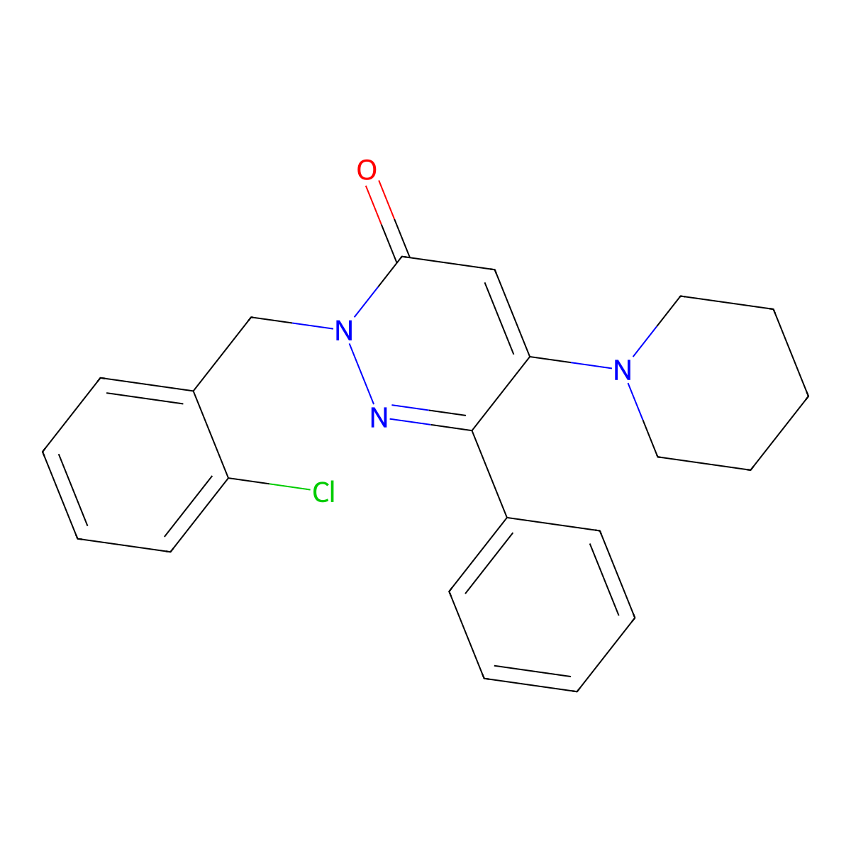 2-(2-chlorobenzyl)-6-phenyl-5-piperidino-3(2H)-pyridazinone molecular structure, CAS 478029-34-4