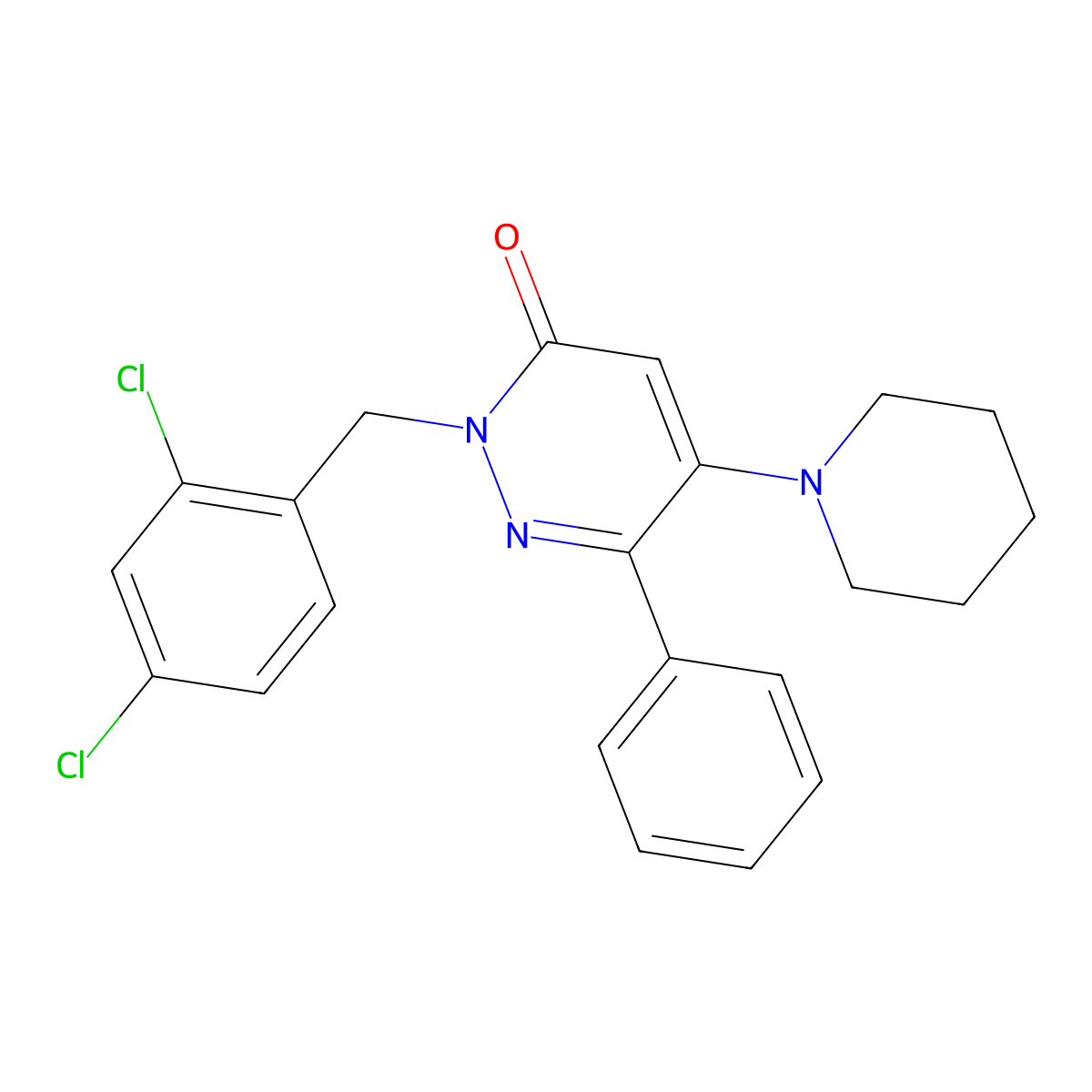 2-(2,4-dichlorobenzyl)-6-phenyl-5-piperidino-3(2H)-pyridazinone molecular structure, CAS 478029-35-5