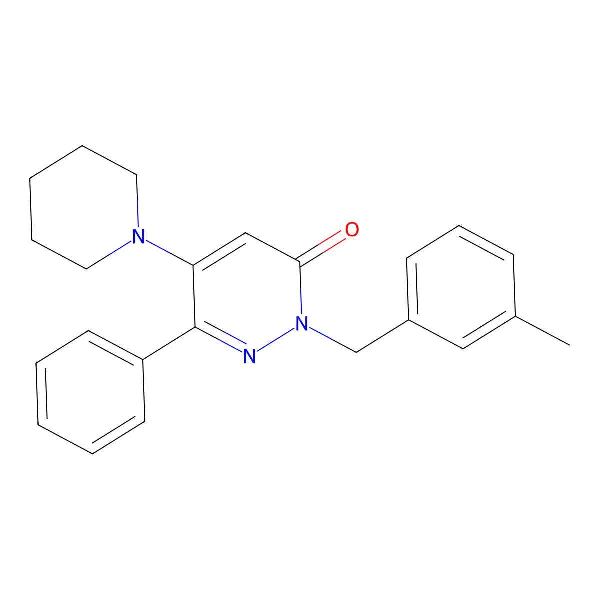 2-(3-methylbenzyl)-6-phenyl-5-piperidino-3(2H)-pyridazinone molecular structure, CAS 478029-38-8