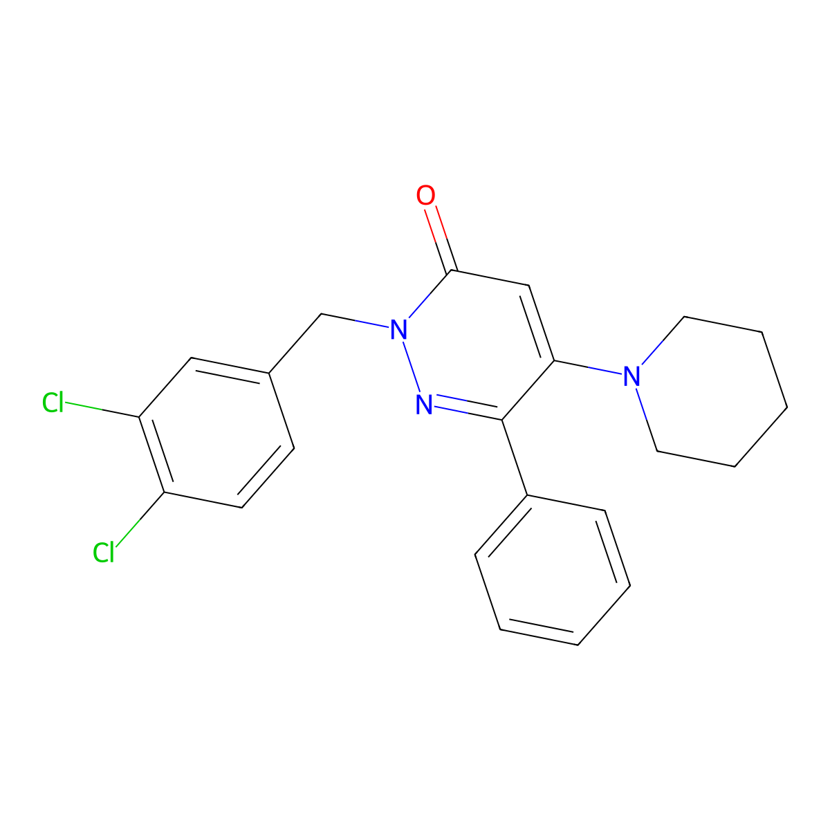 2-(3,4-dichlorobenzyl)-6-phenyl-5-piperidino-3(2H)-pyridazinone molecular structure, CAS 478029-39-9