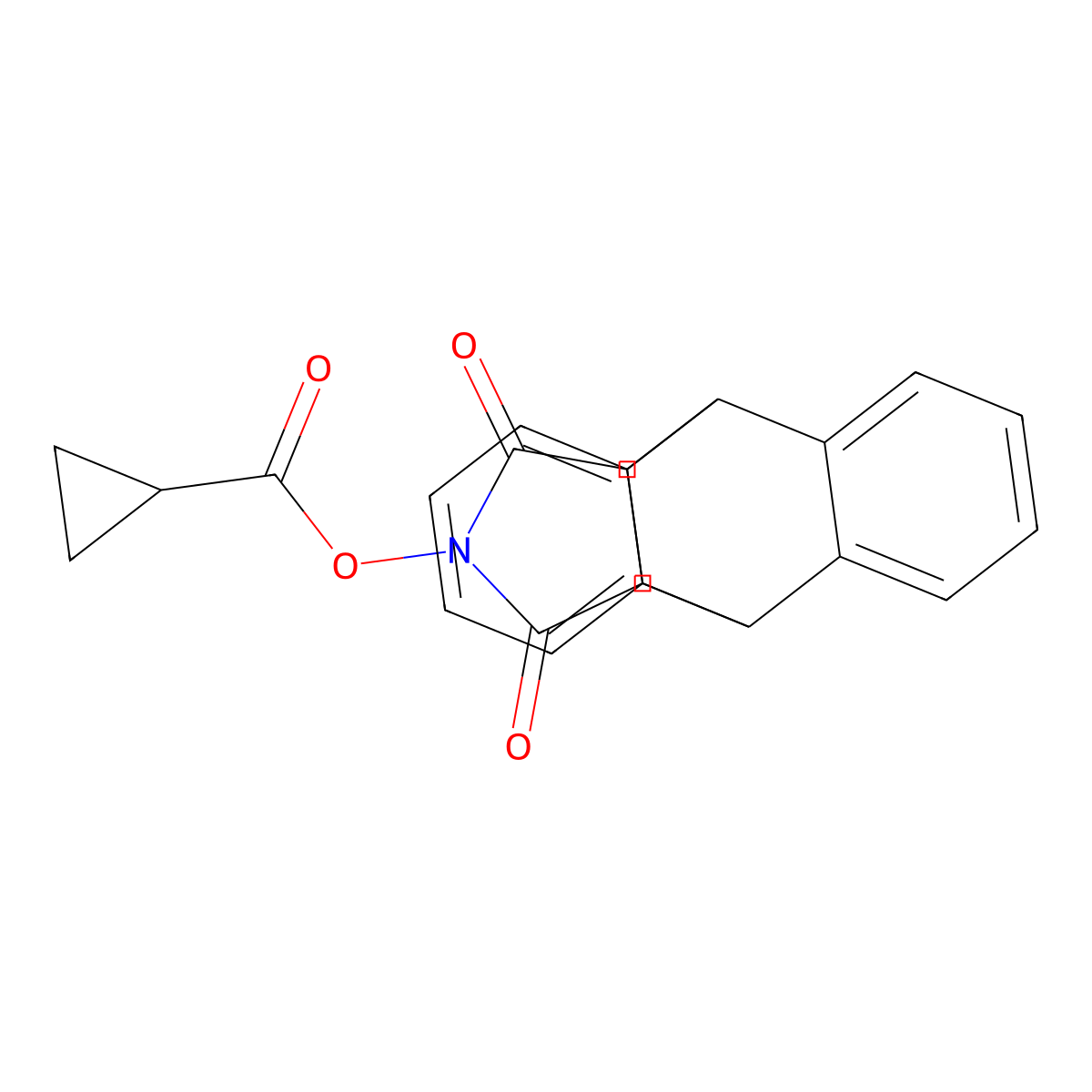 16,18-Dioxo-17-azapentacyclo[6.6.5.0^{2,7}.0^{9,14}.0^{15,19}]nonadeca-2(7),3,5,9(14),10,12-hexaen-17-yl cyclopropanecarboxylate molecular structure, CAS 478029-41-3