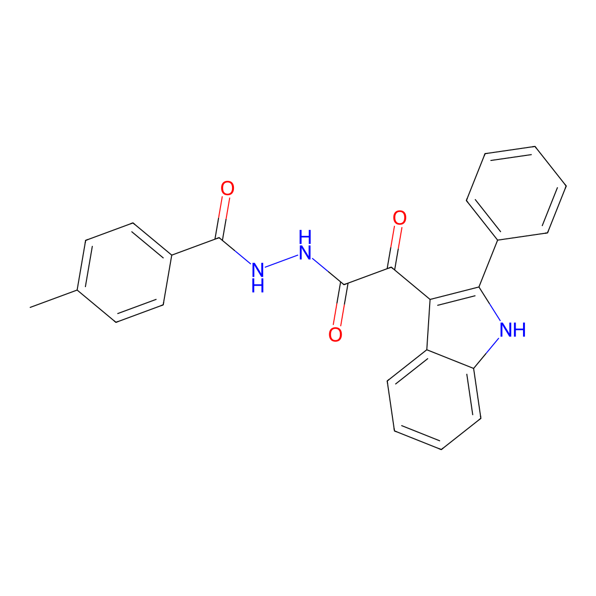 4-methyl-N'-[2-oxo-2-(2-phenyl-1H-indol-3-yl)acetyl]benzohydrazide molecular structure, CAS 478029-42-4