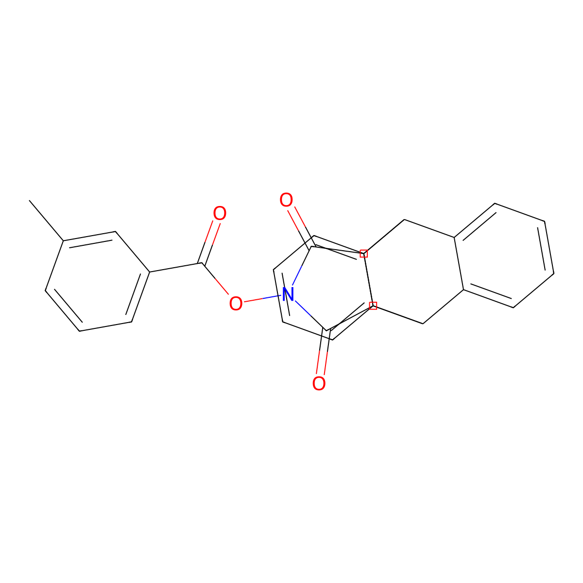 16,18-Dioxo-17-azapentacyclo[6.6.5.0^{2,7}.0^{9,14}.0^{15,19}]nonadeca-2(7),3,5,9(14),10,12-hexaen-17-yl 3-methylbenzoate molecular structure, CAS 478029-44-6