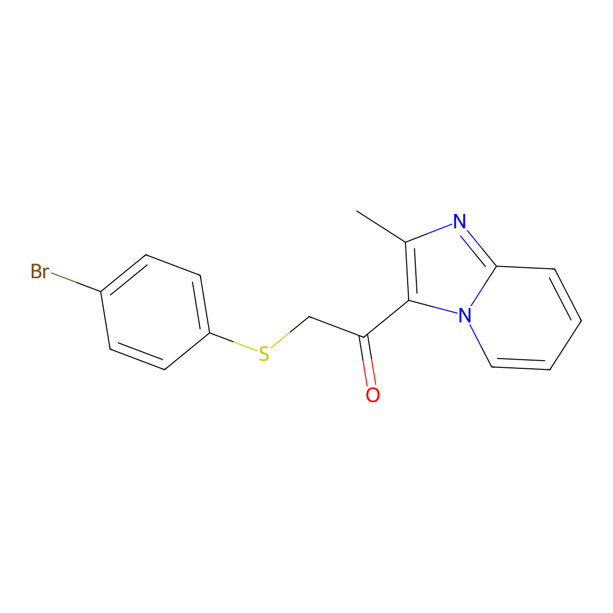 2-[(4-Bromophenyl)sulfanyl]-1-(2-methylimidazo[1,2-a]pyridin-3-yl)-1-ethanone molecular structure, CAS 478029-66-2