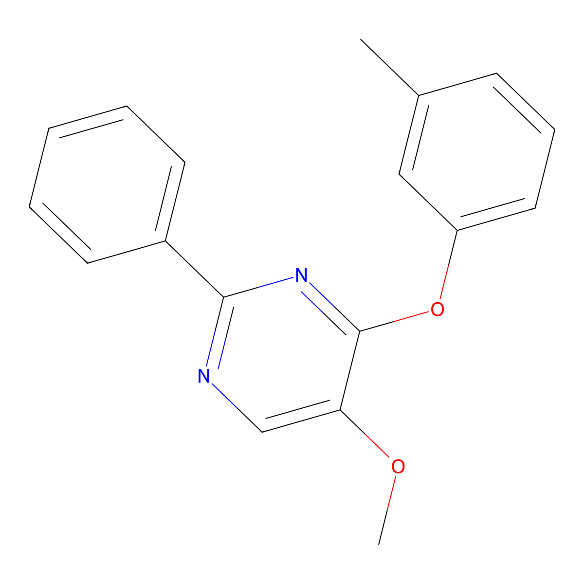 5-Methoxy-4-(3-methylphenoxy)-2-phenylpyrimidine molecular structure, CAS 478029-68-4