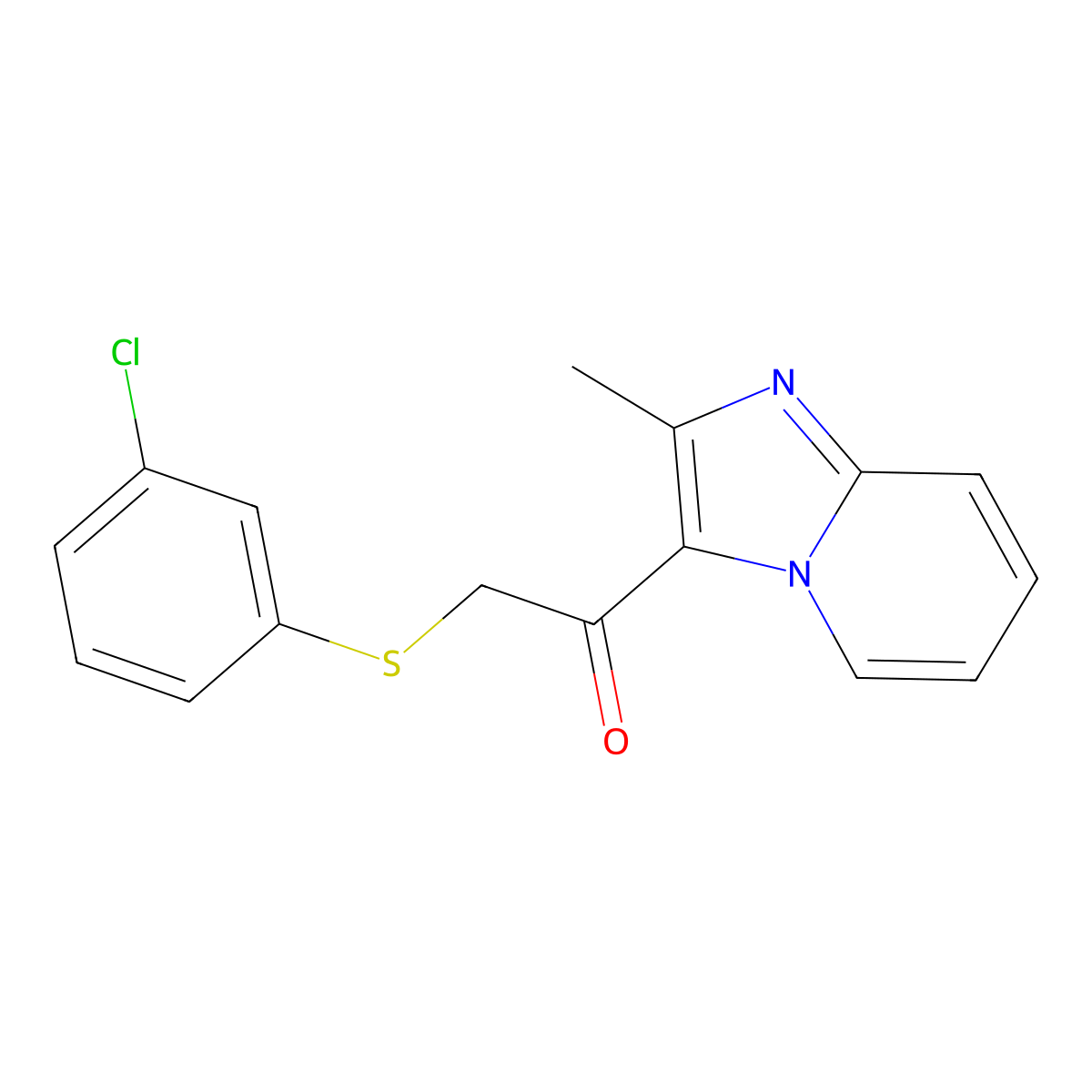 2-[(3-Chlorophenyl)sulfanyl]-1-(2-methylimidazo[1,2-a]pyridin-3-yl)-1-ethanone molecular structure, CAS 478029-70-8