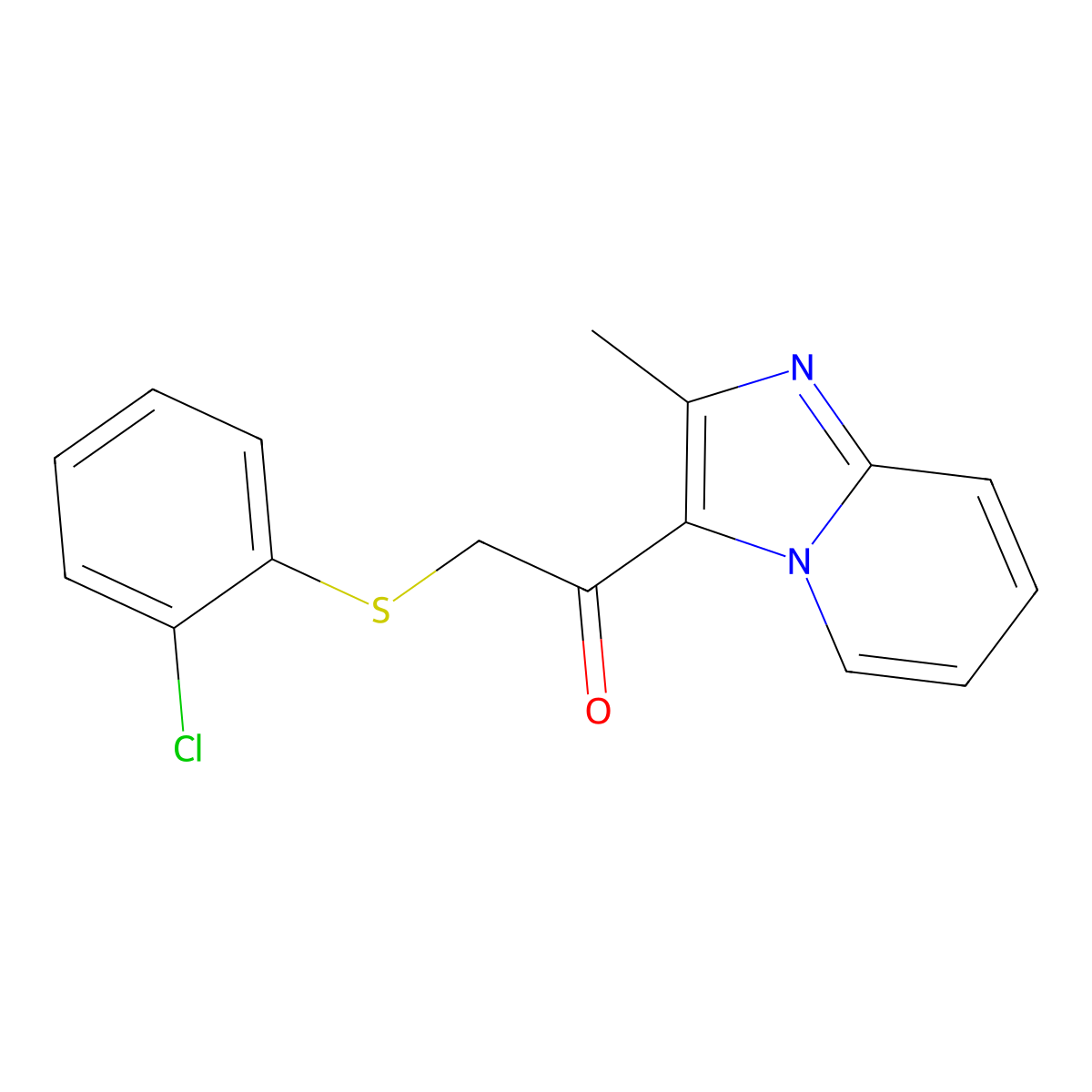 2-[(2-Chlorophenyl)sulfanyl]-1-(2-methylimidazo[1,2-a]pyridin-3-yl)-1-ethanone molecular structure, CAS 478029-71-9