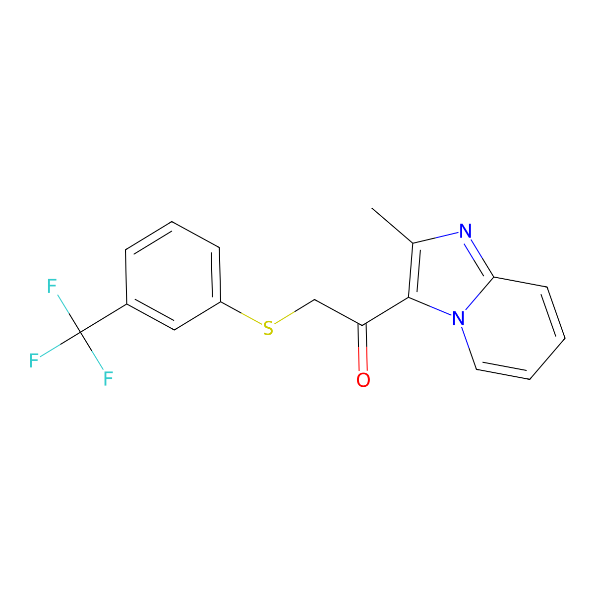 1-(2-Methylimidazo[1,2-a]pyridin-3-yl)-2-{[3-(trifluoromethyl)phenyl]sulfanyl}-1-ethanone molecular structure, CAS 478029-72-0