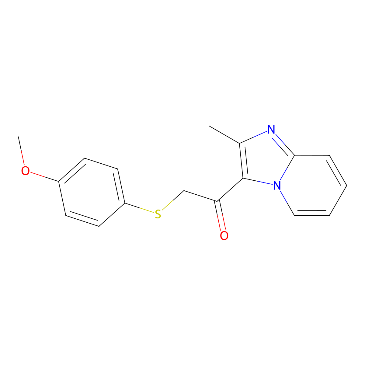 2-[(4-Methoxyphenyl)sulfanyl]-1-(2-methylimidazo[1,2-a]pyridin-3-yl)-1-ethanone molecular structure, CAS 478029-75-3