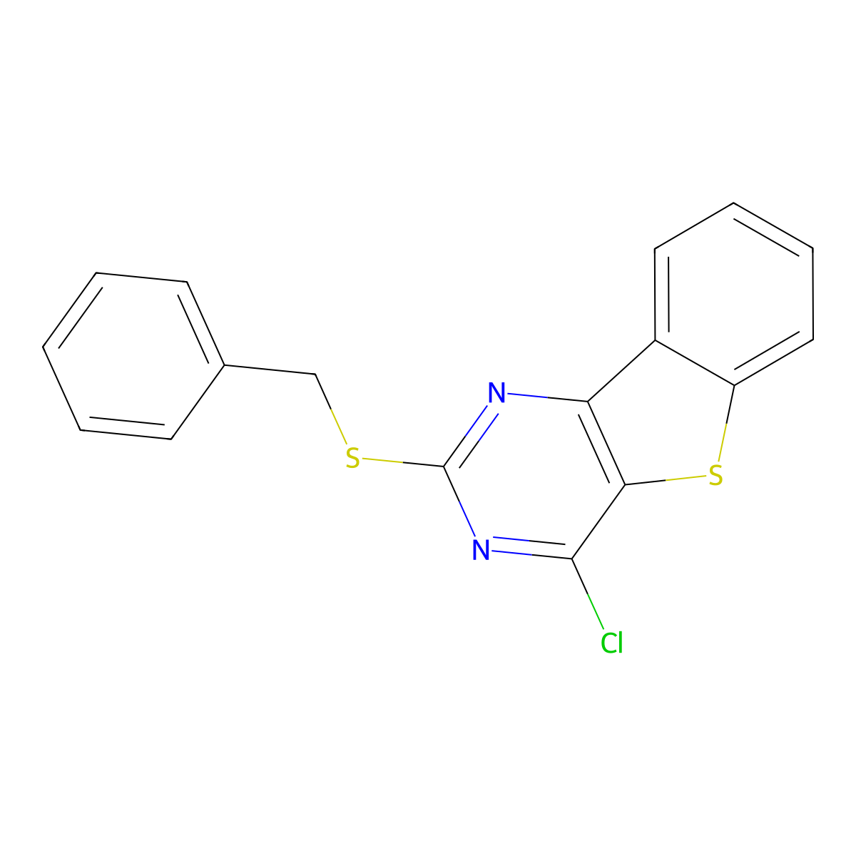 Benzyl 4-chloro[1]benzothieno[3,2-d]pyrimidin-2-yl sulfide molecular structure, CAS 478029-84-4