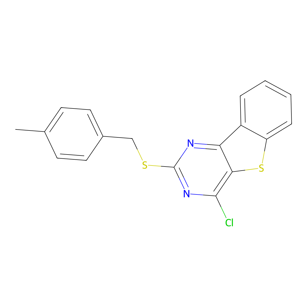 4-Chloro-2-[(4-methylbenzyl)sulfanyl][1]benzothieno[3,2-d]pyrimidine molecular structure, CAS 478029-85-5