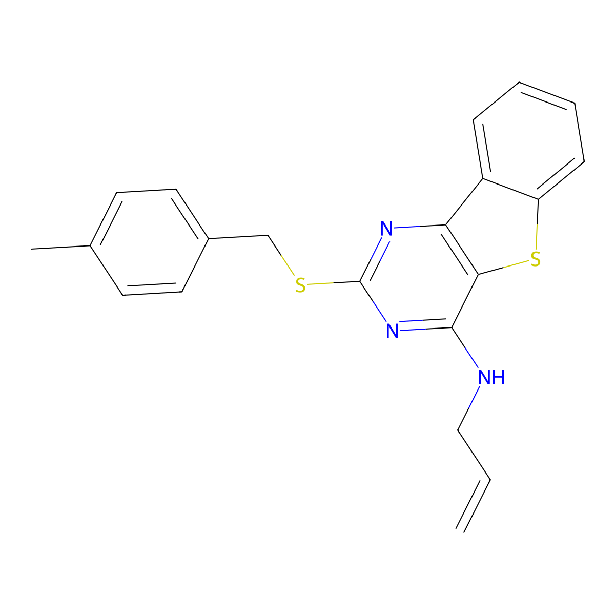 N-allyl-2-[(4-methylbenzyl)sulfanyl][1]benzothieno[3,2-d]pyrimidin-4-amine molecular structure, CAS 478029-90-2
