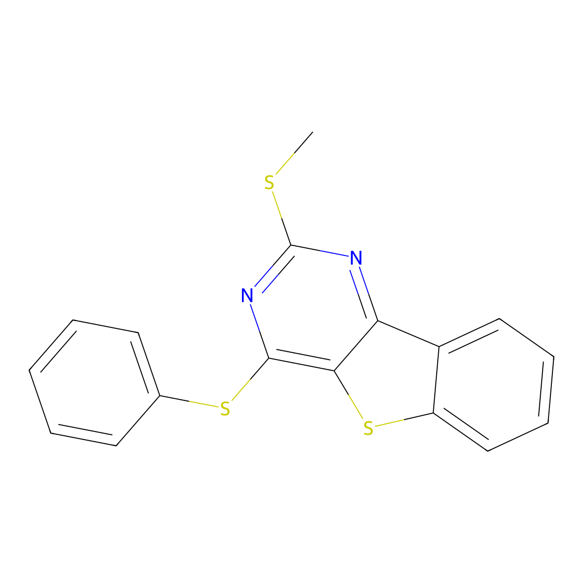 2-(Methylsulfanyl)-4-(phenylsulfanyl)[1]benzothieno[3,2-d]pyrimidine molecular structure, CAS 478029-93-5