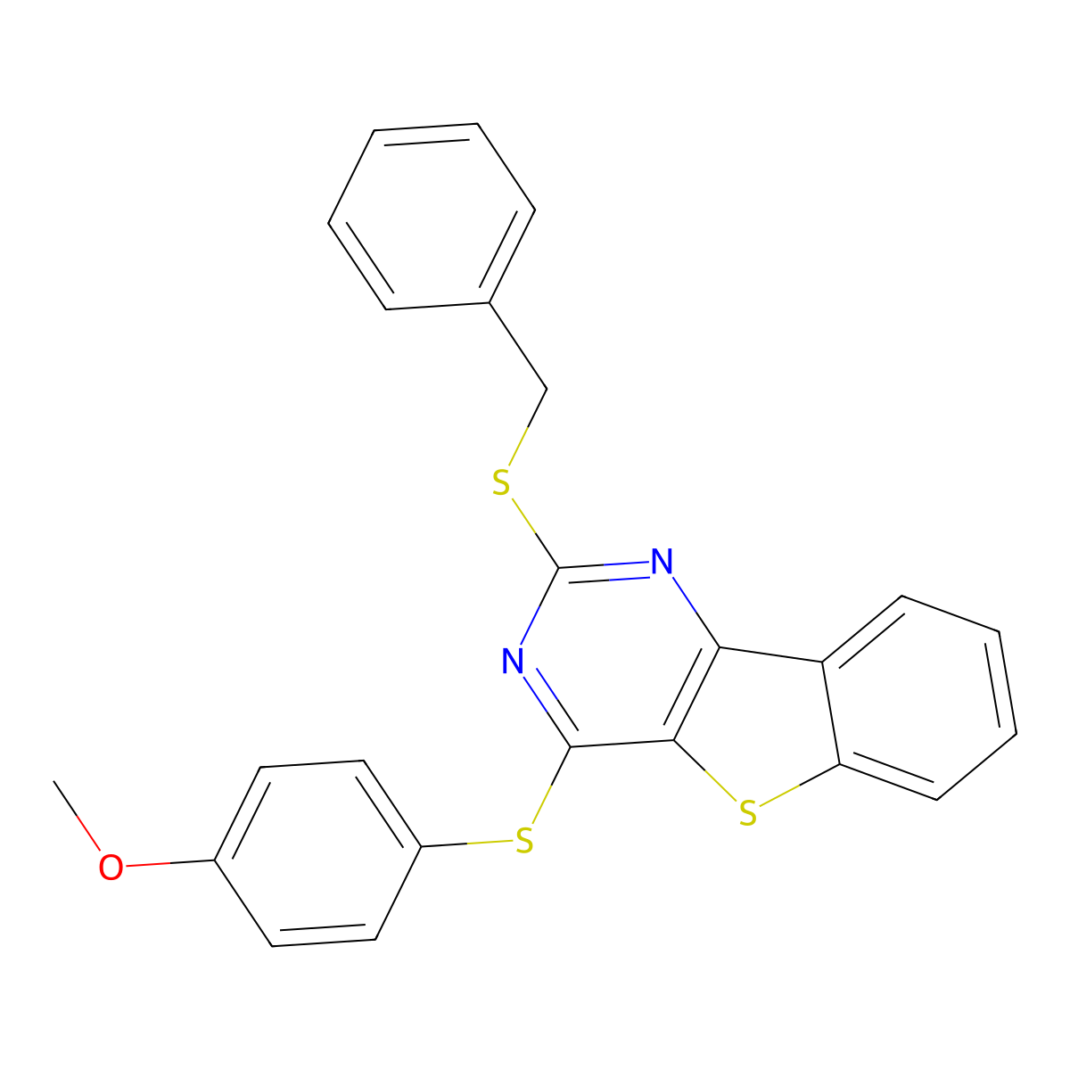 2-(Benzylsulfanyl)-4-[(4-methoxyphenyl)sulfanyl][1]benzothieno[3,2-d]pyrimidine molecular structure, CAS 478029-99-1
