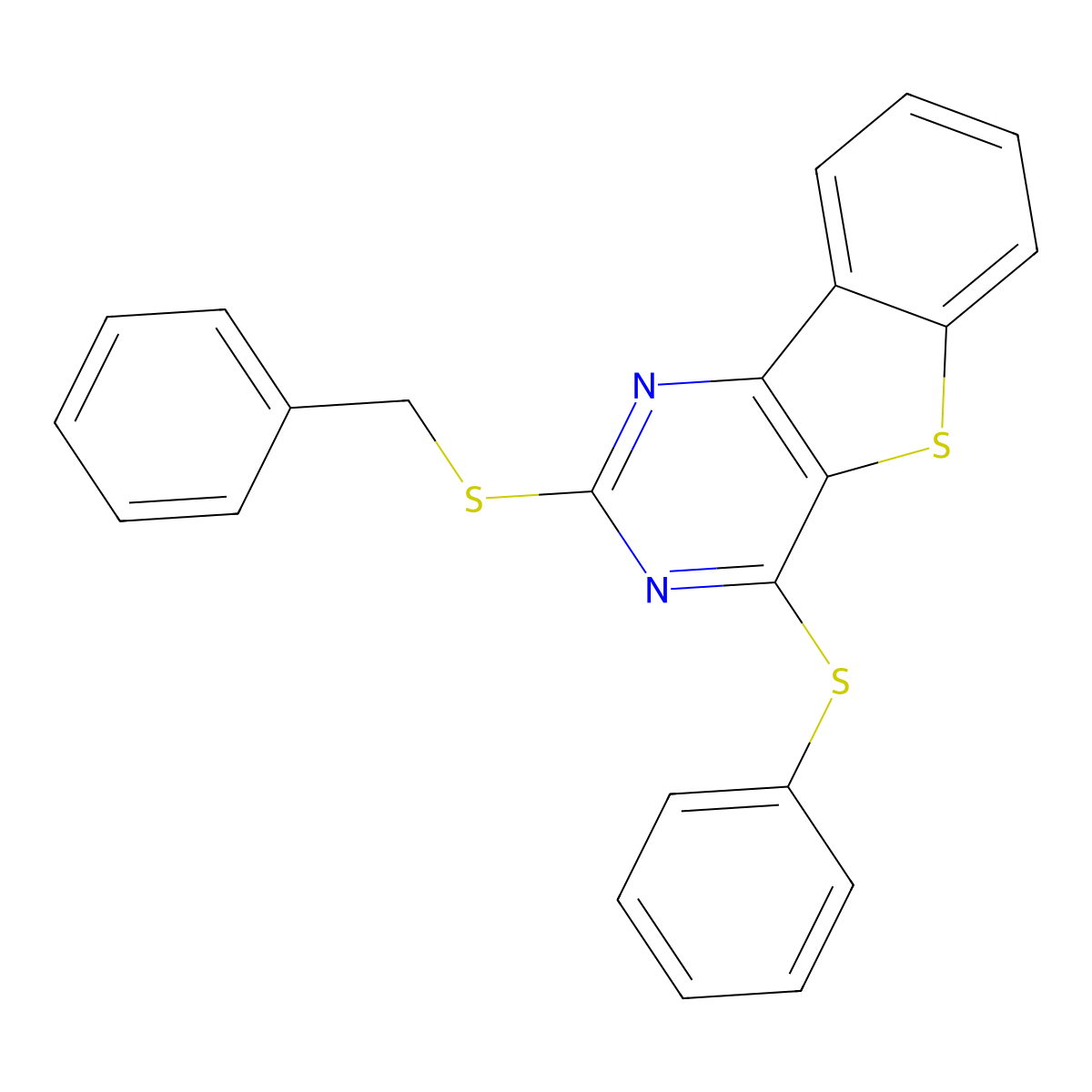 2-(Benzylsulfanyl)-4-(phenylsulfanyl)[1]benzothieno[3,2-d]pyrimidine molecular structure, CAS 478030-00-1
